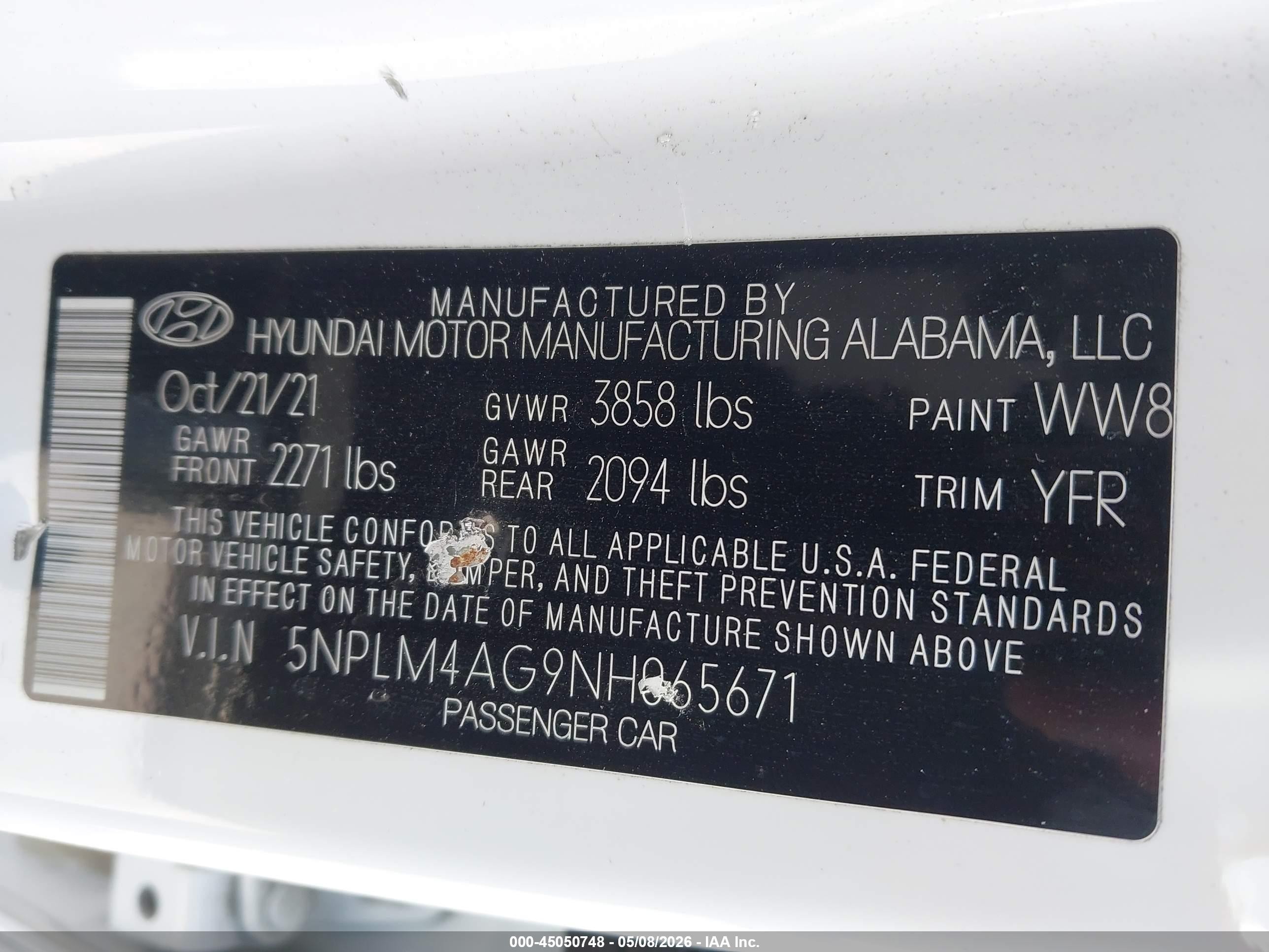 2022 Hyundai Elantra Sel White vin: 5NPLM4AG9NH065671