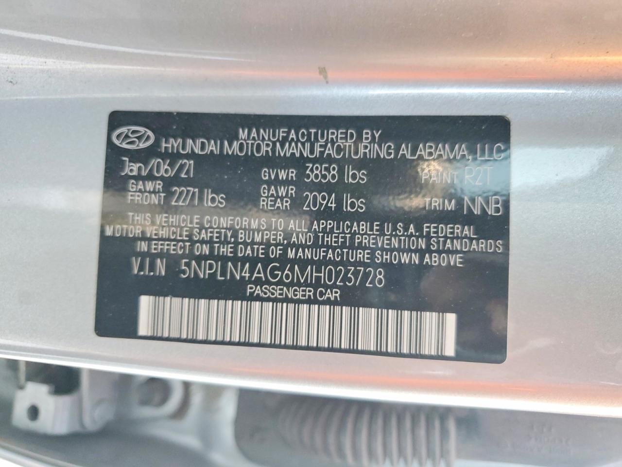 2021 Hyundai Elantra Sel Silver vin: 5NPLN4AG6MH023728