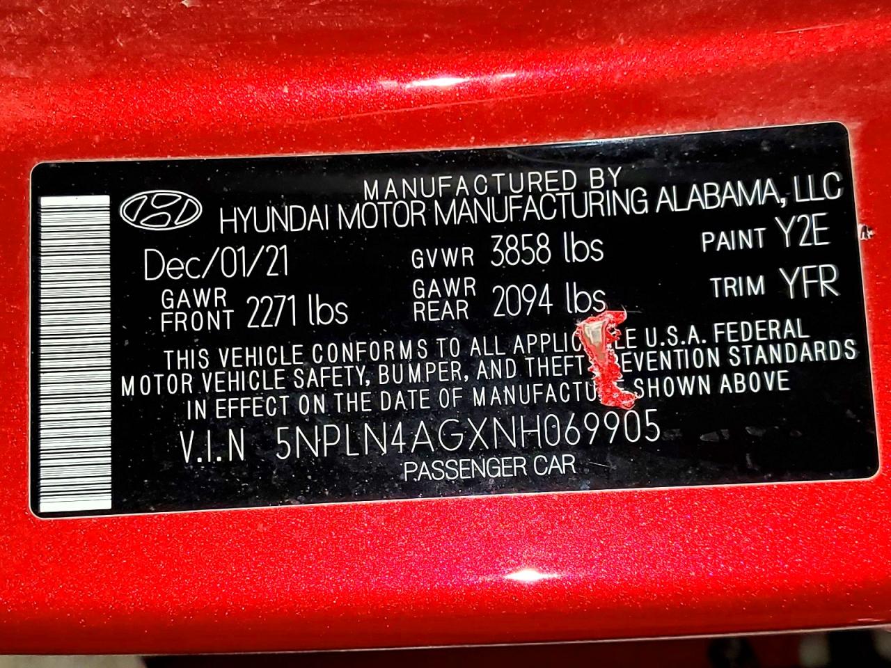 2022 Hyundai Elantra Sel Red vin: 5NPLN4AGXNH069905