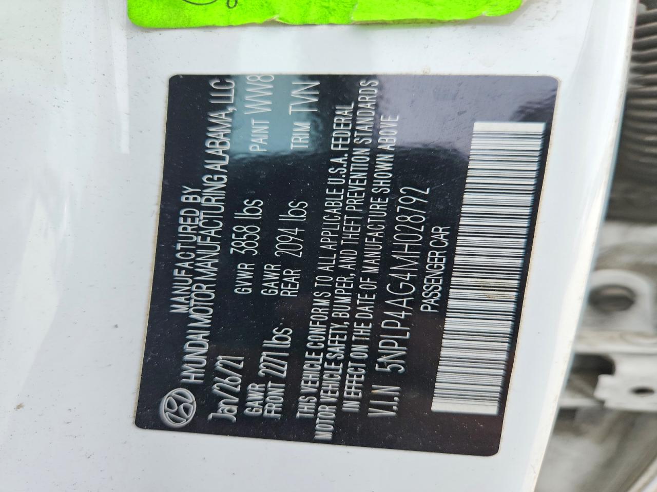 2021 Hyundai Elantra Limited White vin: 5NPLP4AG4MH028792