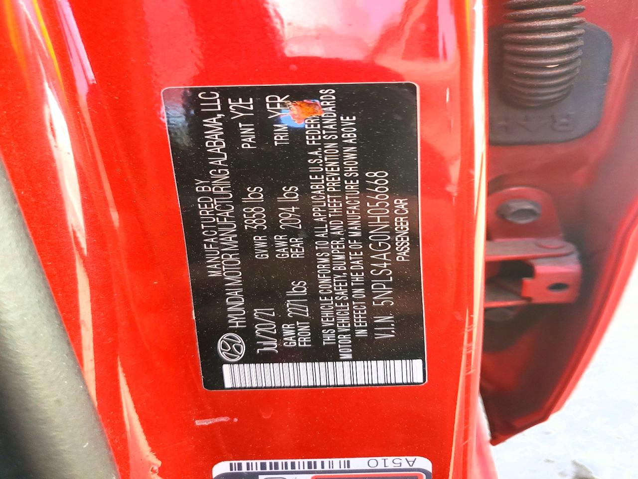 2022 Hyundai Elantra Sel Red vin: 5NPLS4AG0NH056668