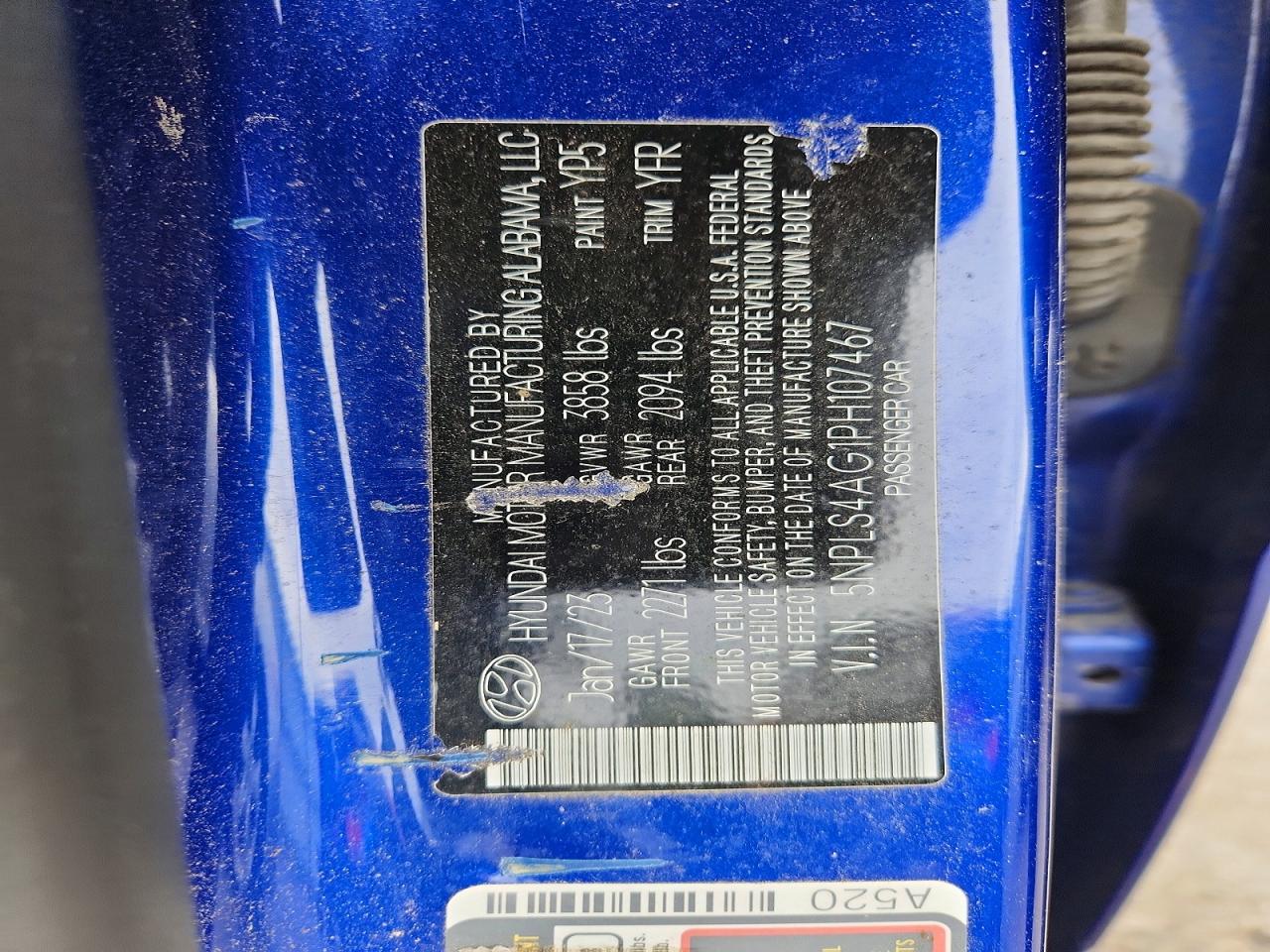 2023 Hyundai Elantra Sel Blue vin: 5NPLS4AG1PH107467
