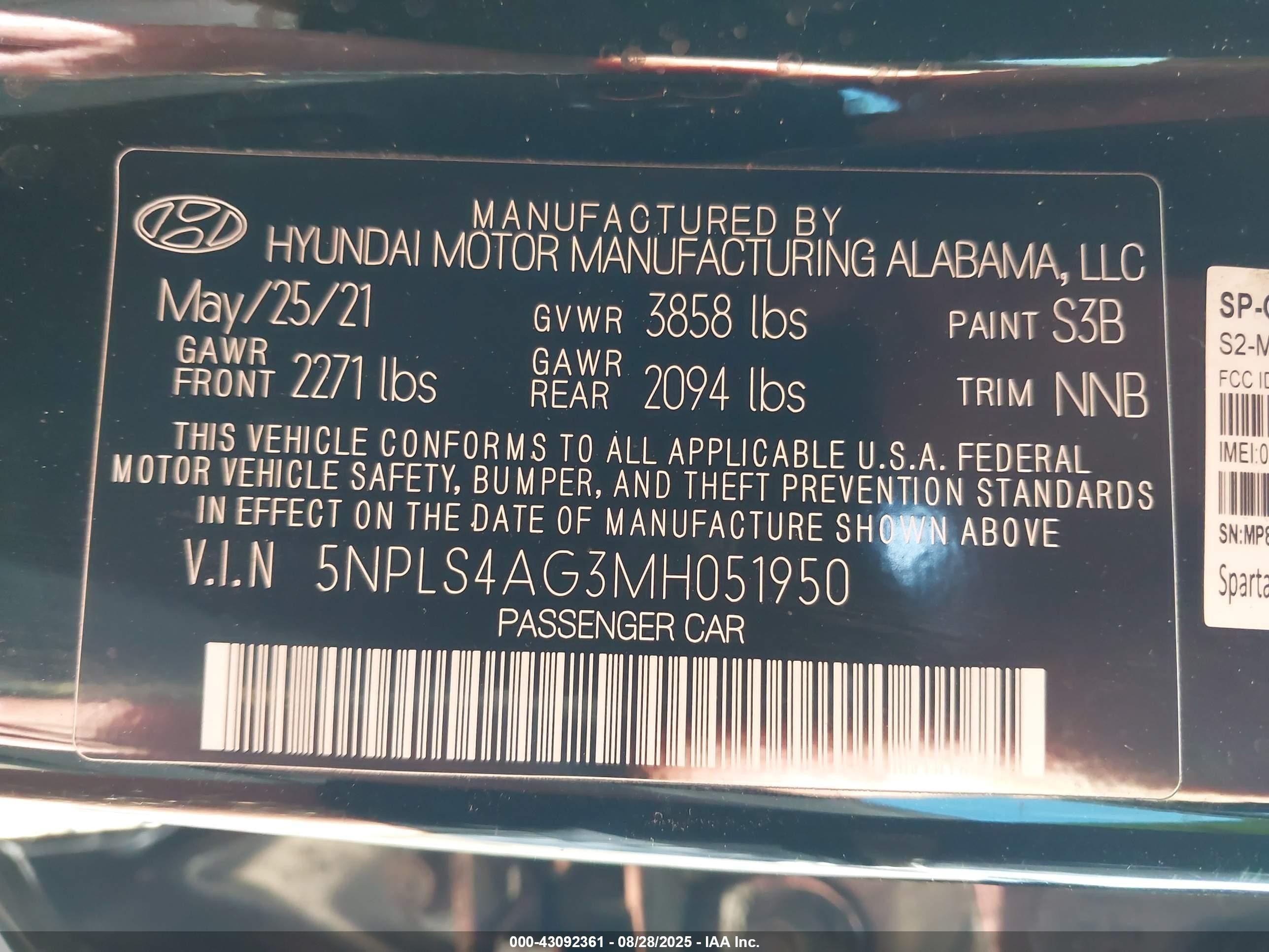 2021 Hyundai Elantra Sel Black vin: 5NPLS4AG3MH051950