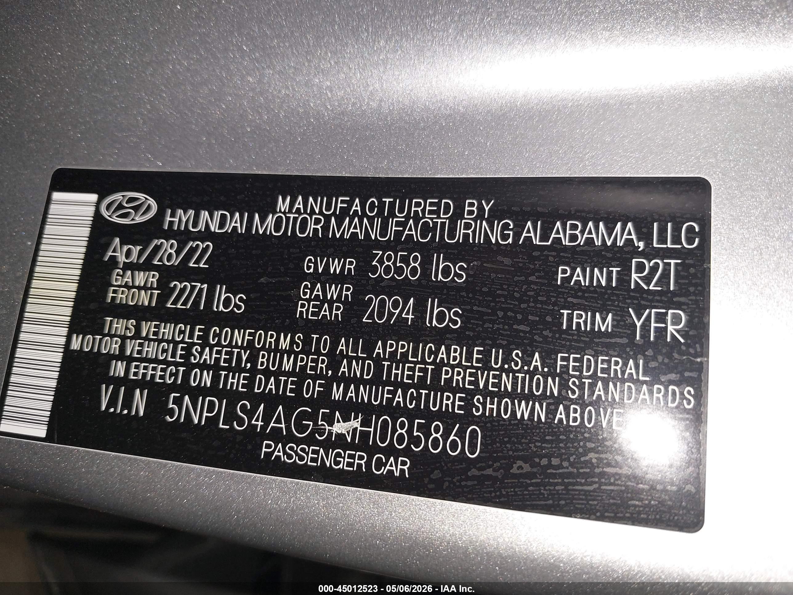 2022 Hyundai Elantra Sel Silver vin: 5NPLS4AG5NH085860