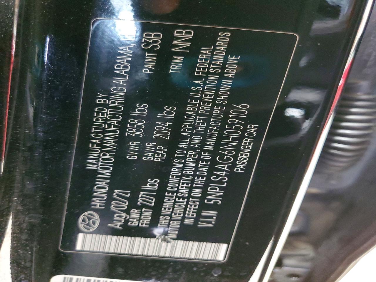 2022 Hyundai Elantra Sel Black vin: 5NPLS4AG6NH059106