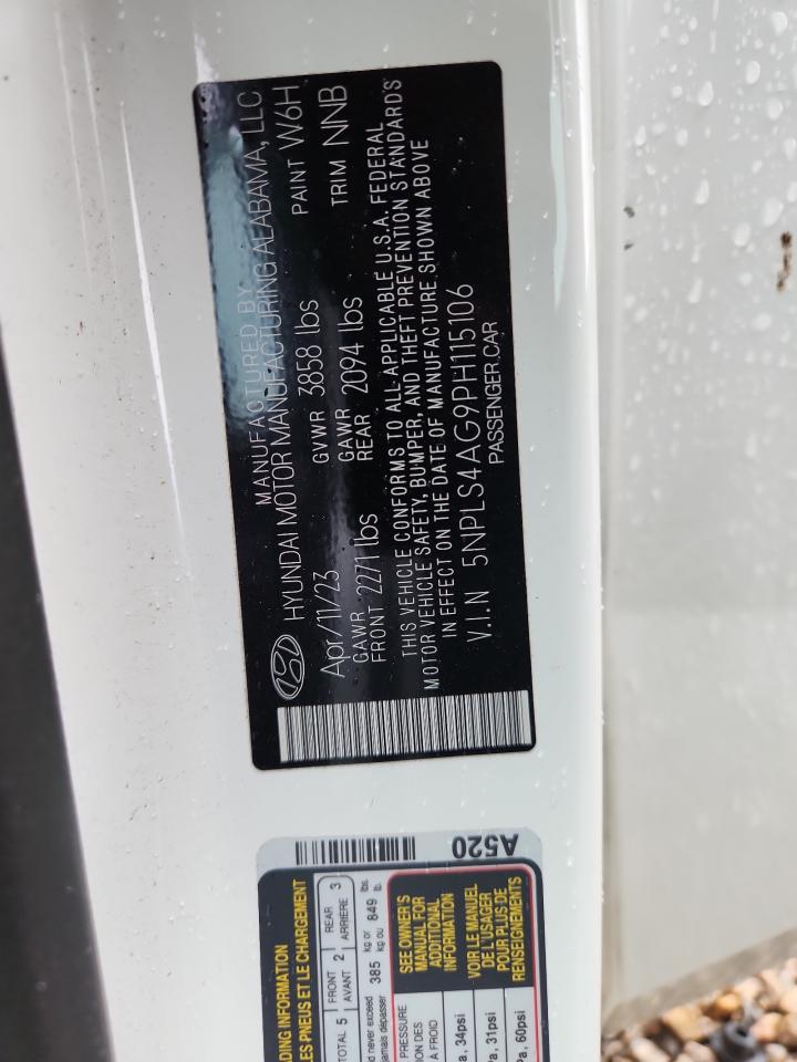 2023 Hyundai Elantra Sel White vin: 5NPLS4AG9PH115106