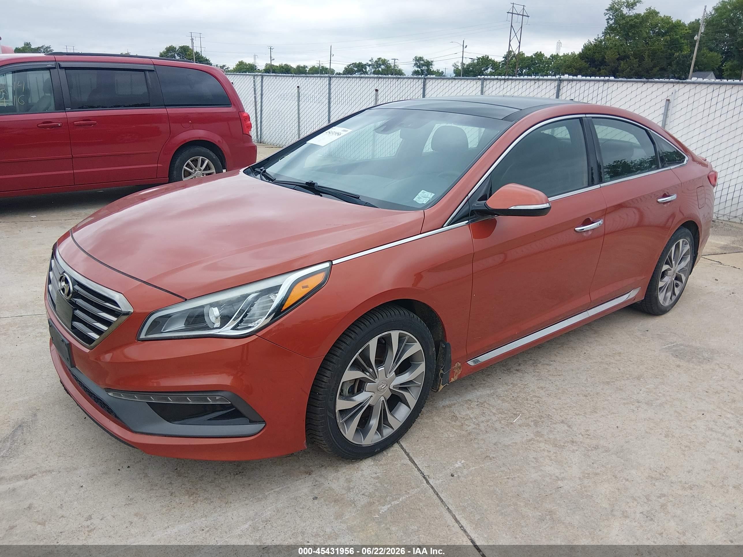 2015 Hyundai Sonata   Orange vin: 5NTE34AB8FH156254