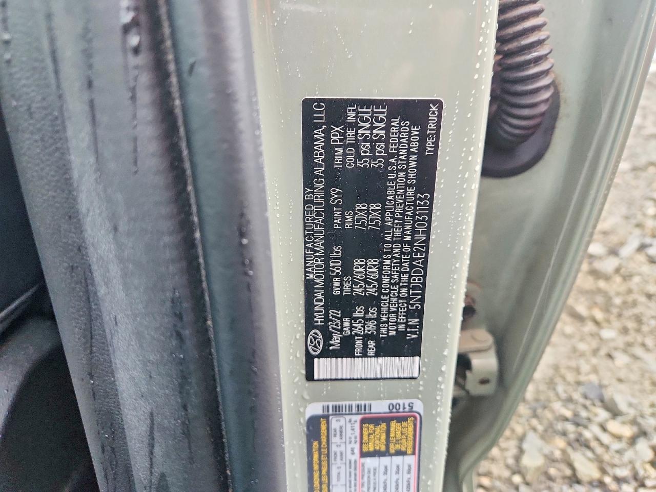 2022 Hyundai Santa Cruz Sel Gray vin: 5NTJBDAE2NH031133