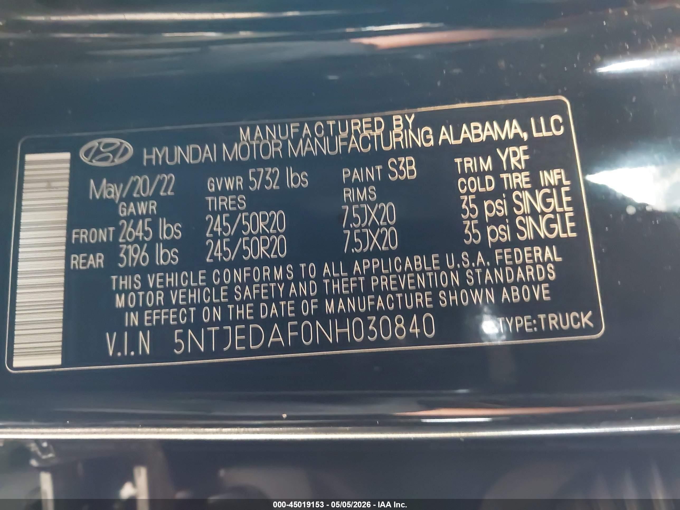 2022 Hyundai Santa Cruz Limited Black vin: 5NTJEDAF0NH030840