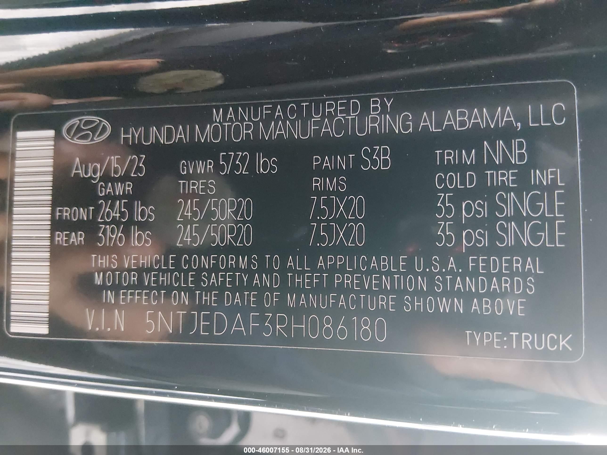 2024 Hyundai Santa Cruz Limited Черный vin: 5NTJEDAF3RH086180