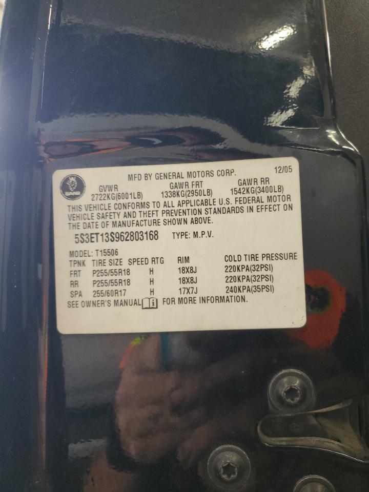 2006 Saab 9-7x Linear Black vin: 5S3ET13S962803168