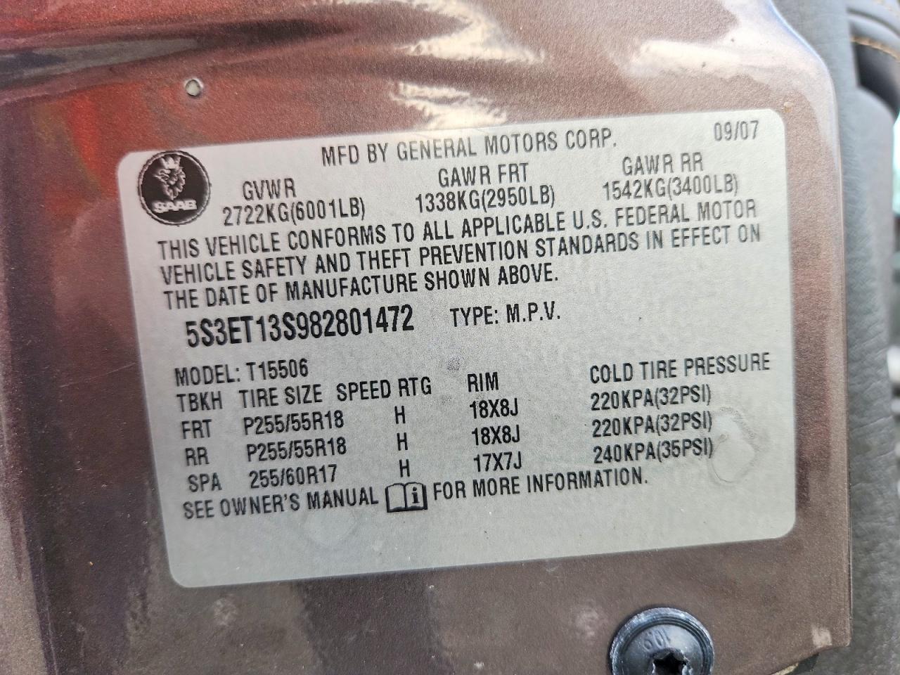 2008 Saab 9-7x 4.2i Brown vin: 5S3ET13S982801472