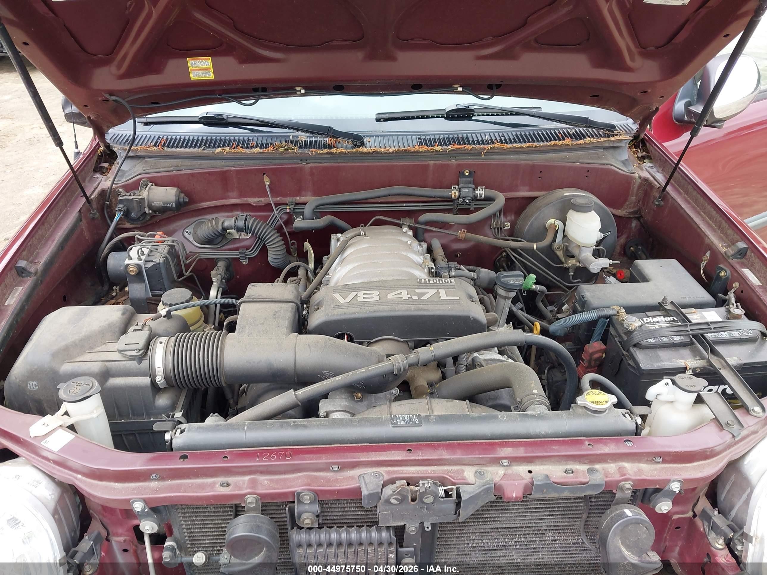2003 Toyota Tundra Sr5 V8 Burgundy vin: 5TBBT44123S404082