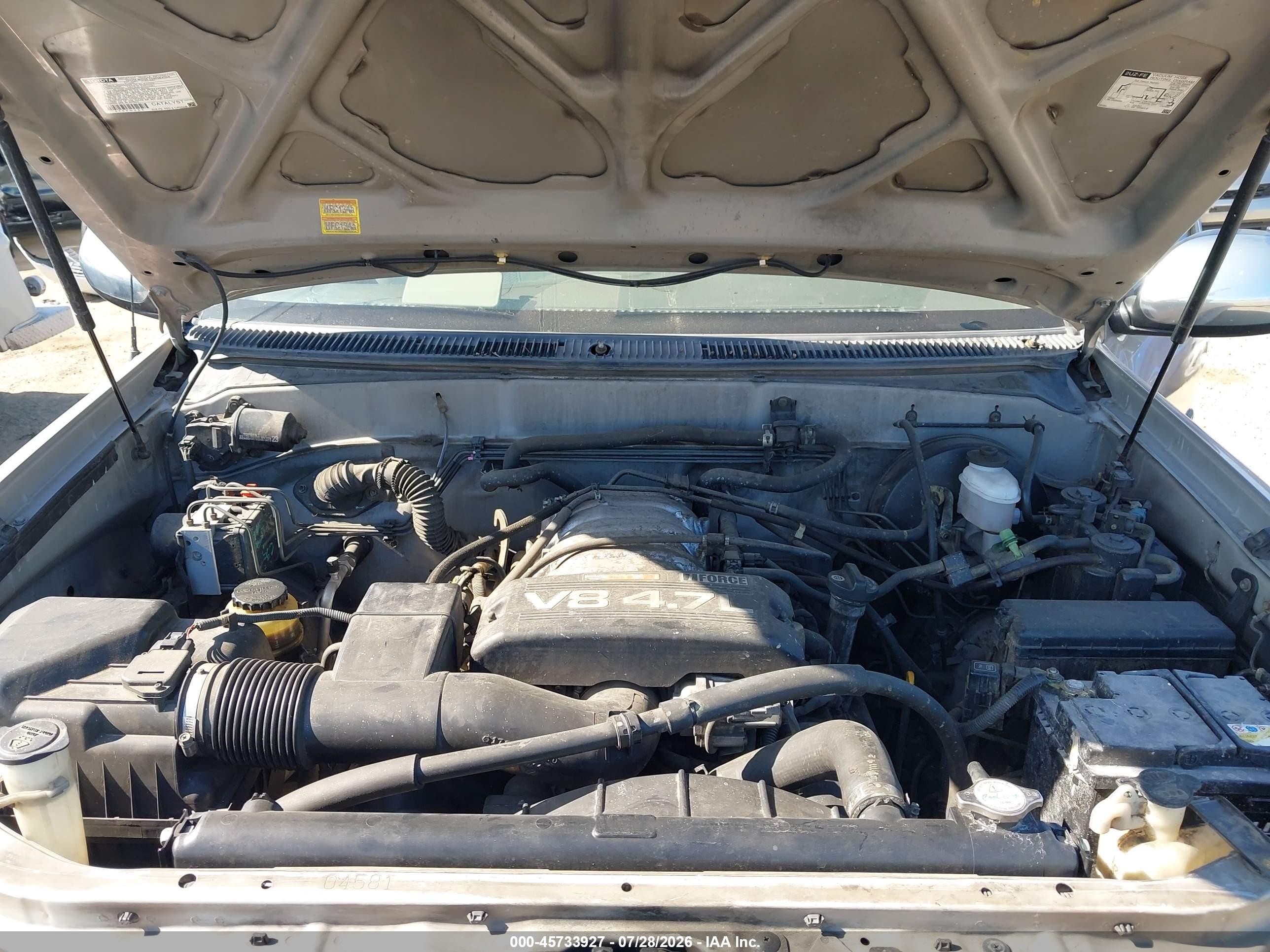 2001 Toyota Tundra Sr5 V8 Gray vin: 5TBBT44151S178150