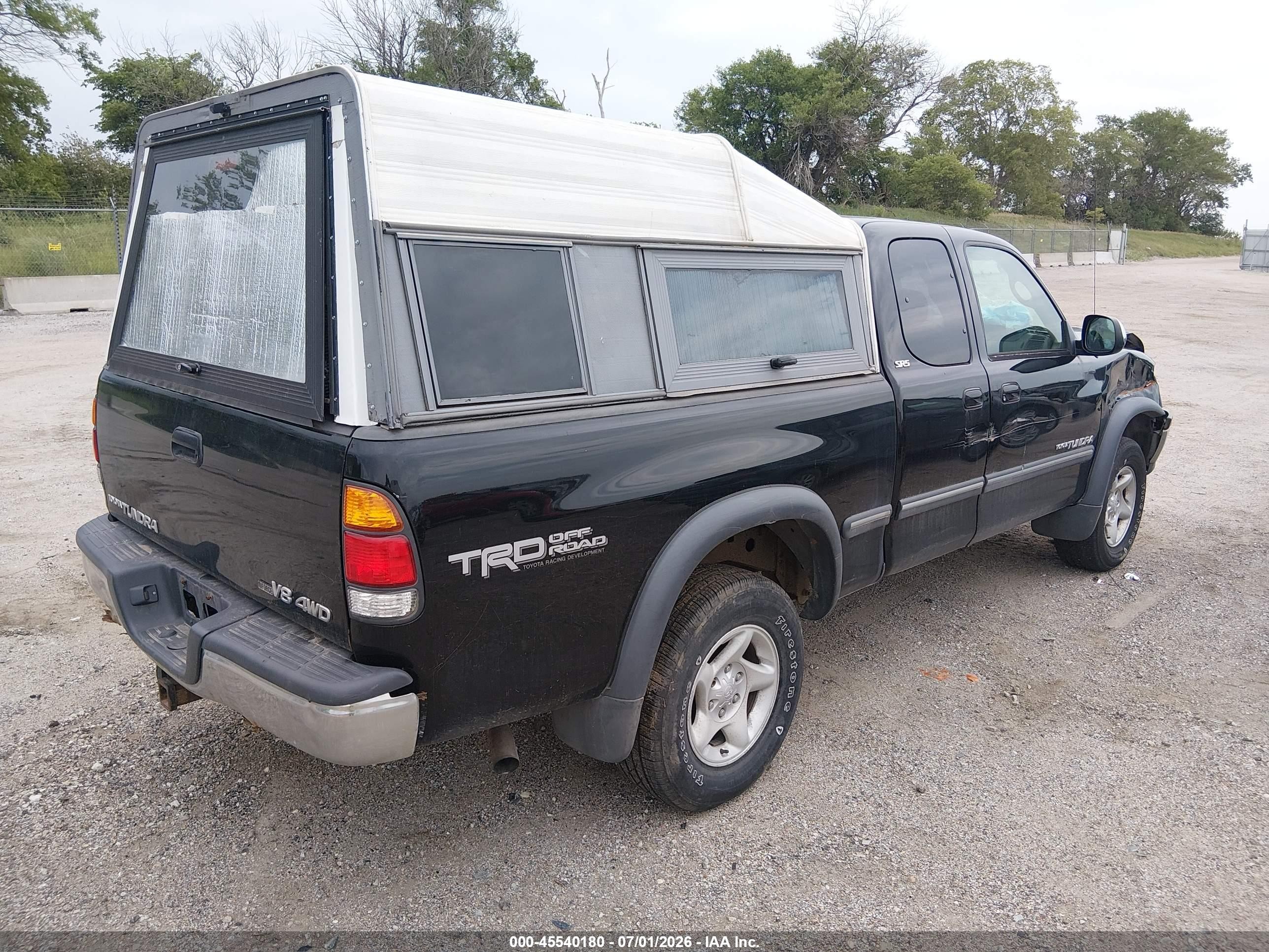 2002 Toyota Tundra Sr5 V8 Black vin: 5TBBT44152S308686