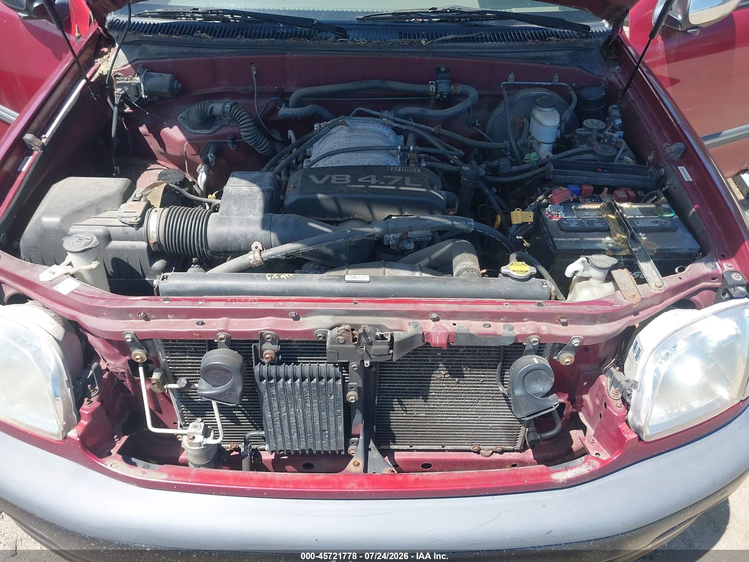 2001 Toyota Tundra Sr5 V8 Red vin: 5TBBT44161S157906