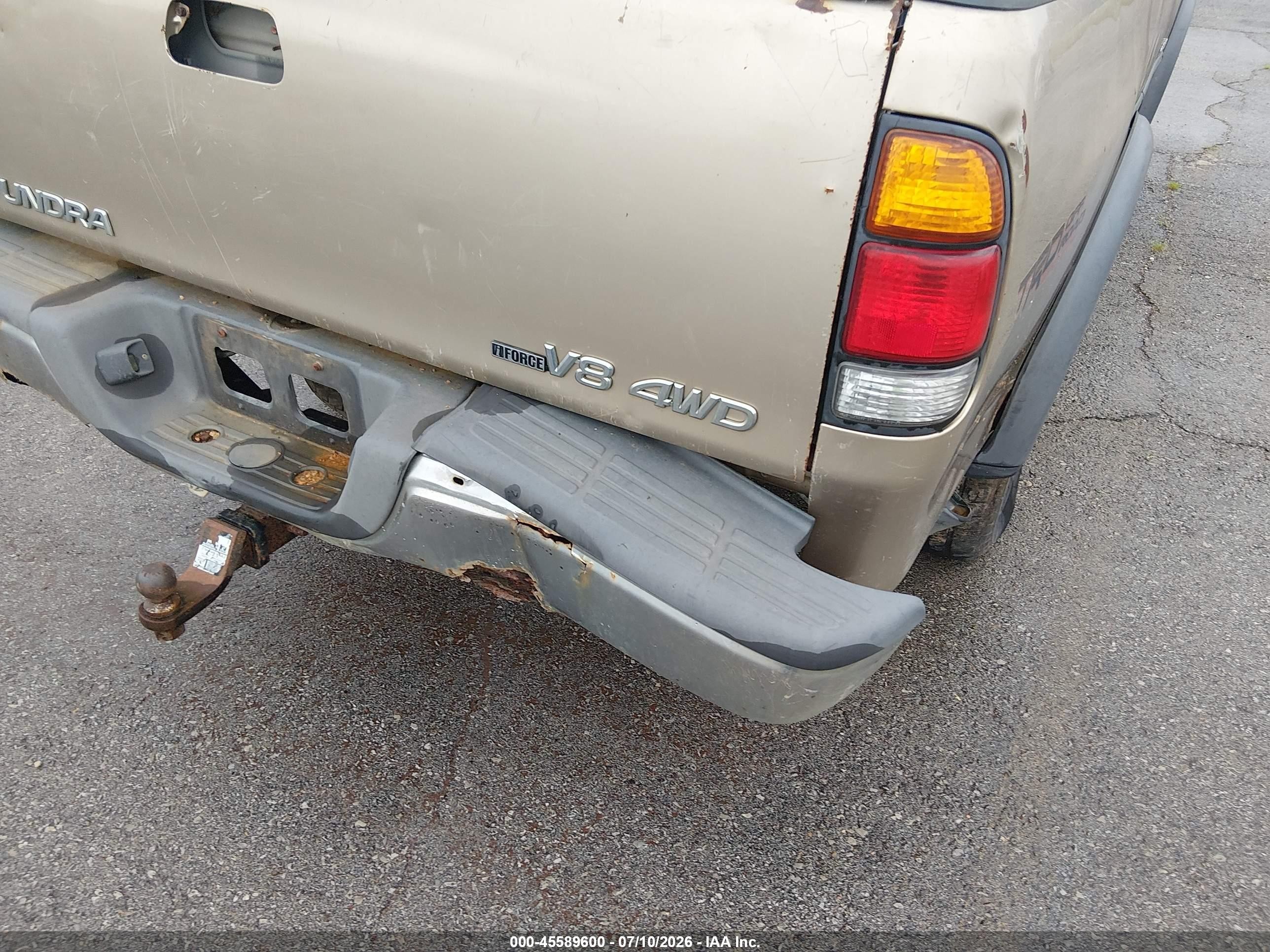 2002 Toyota Tundra Sr5 V8 Gold vin: 5TBBT44162S224117