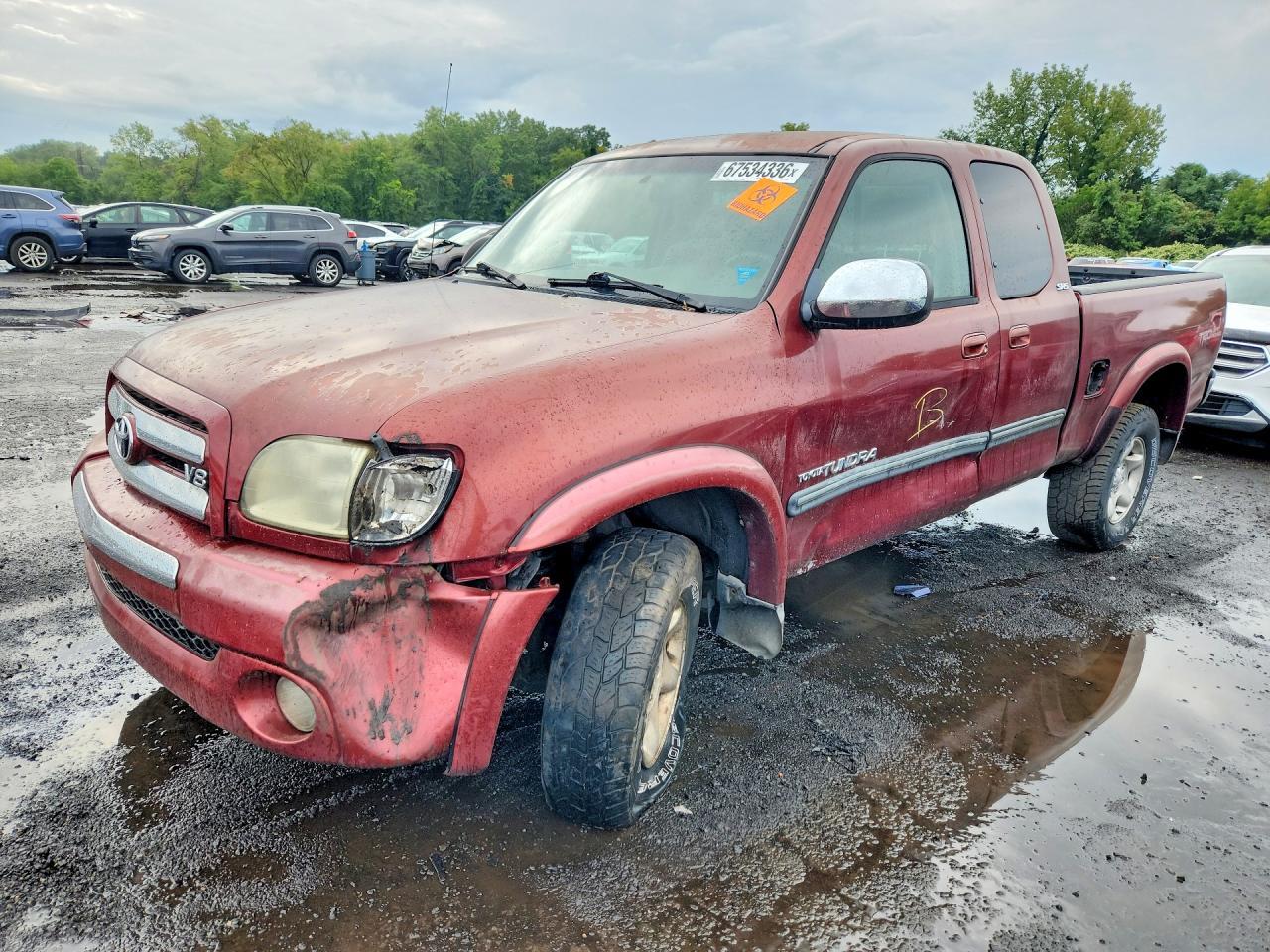 2004 Toyota Tundra Sr5 Red vin: 5TBBT44174S449665