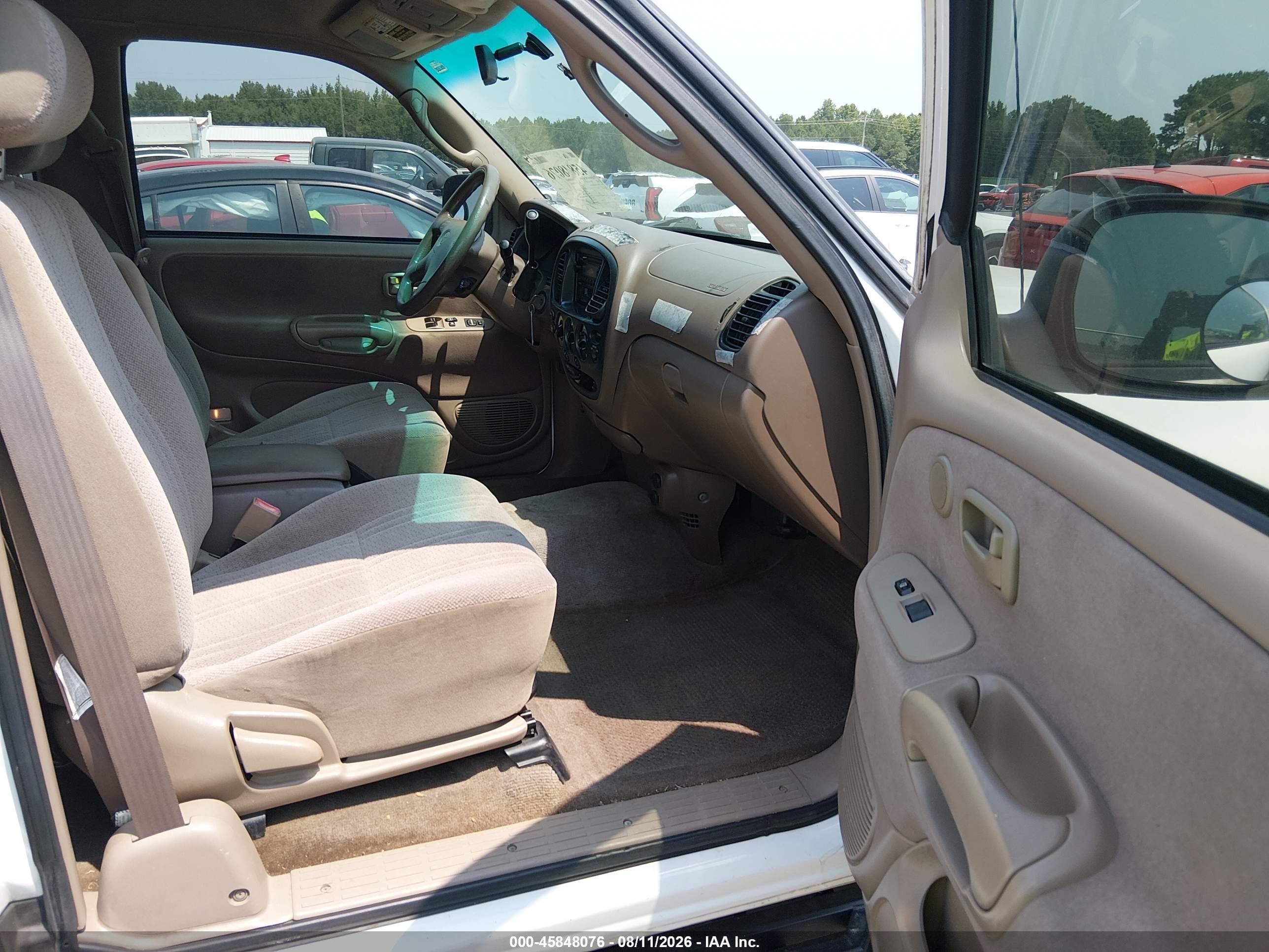2002 Toyota Tundra Sr5 V8 White vin: 5TBBT44182S256566