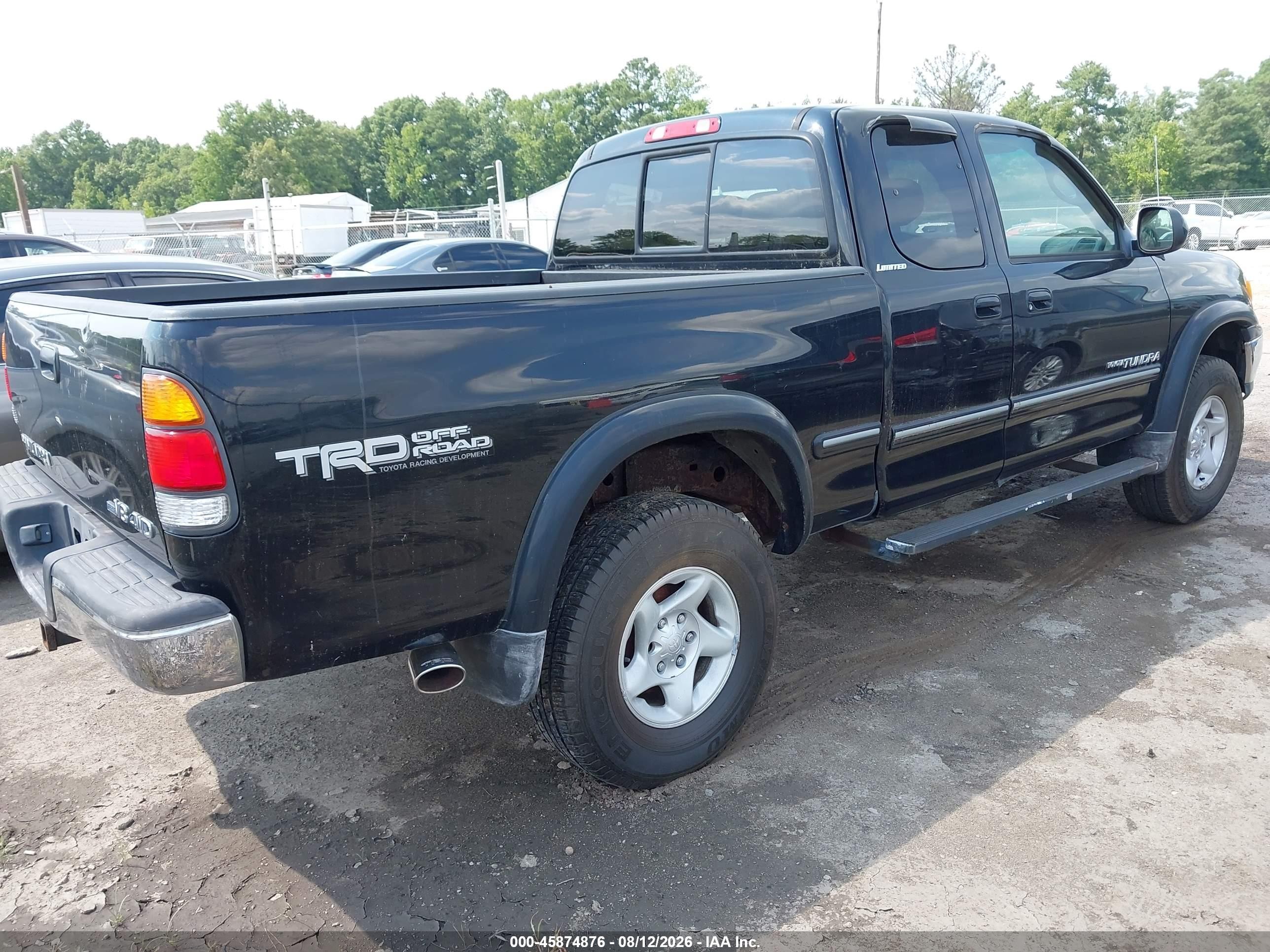 2002 Toyota Tundra Ltd V8 Black vin: 5TBBT48132S284334