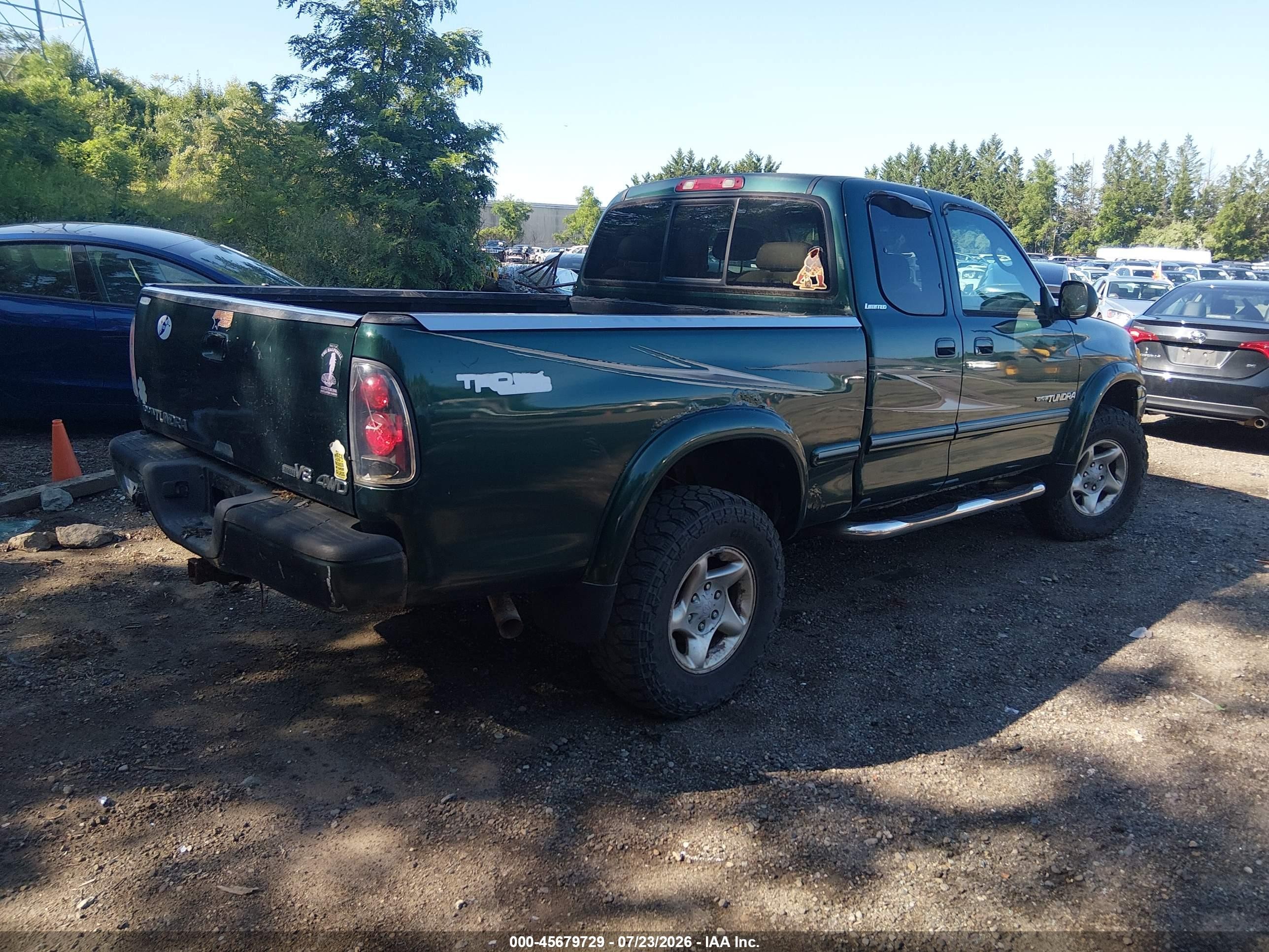 2001 Toyota Tundra Ltd V8 Green vin: 5TBBT48151S200867