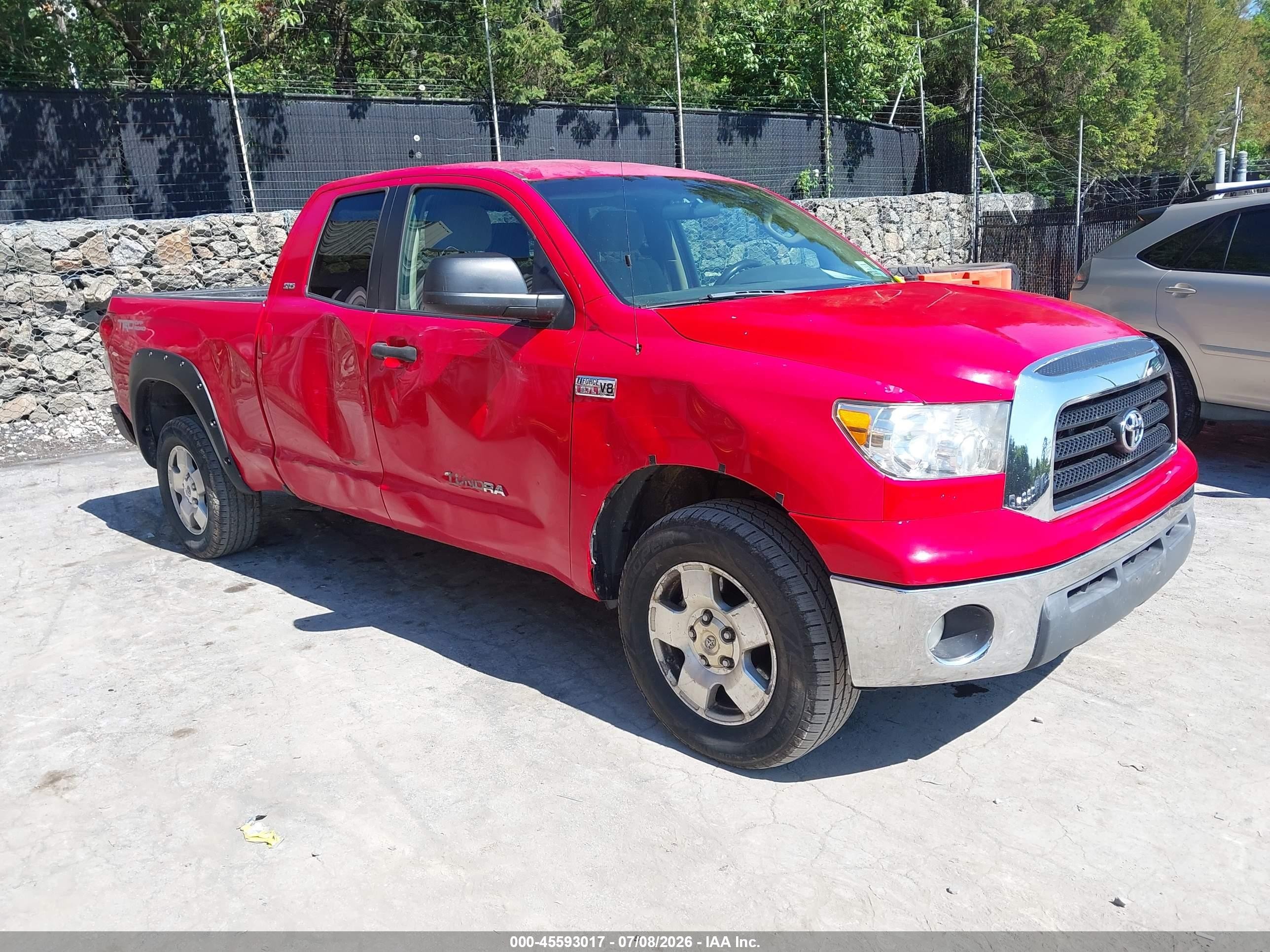 2008 Toyota Tundra Sr5 5.7l V8 Red vin: 5TBBV54158S508315
