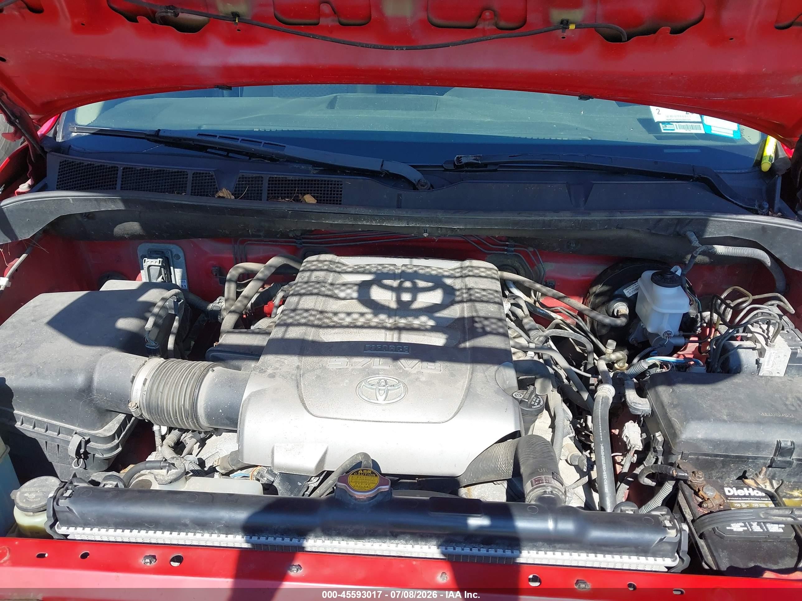 2008 Toyota Tundra Sr5 5.7l V8 Red vin: 5TBBV54158S508315
