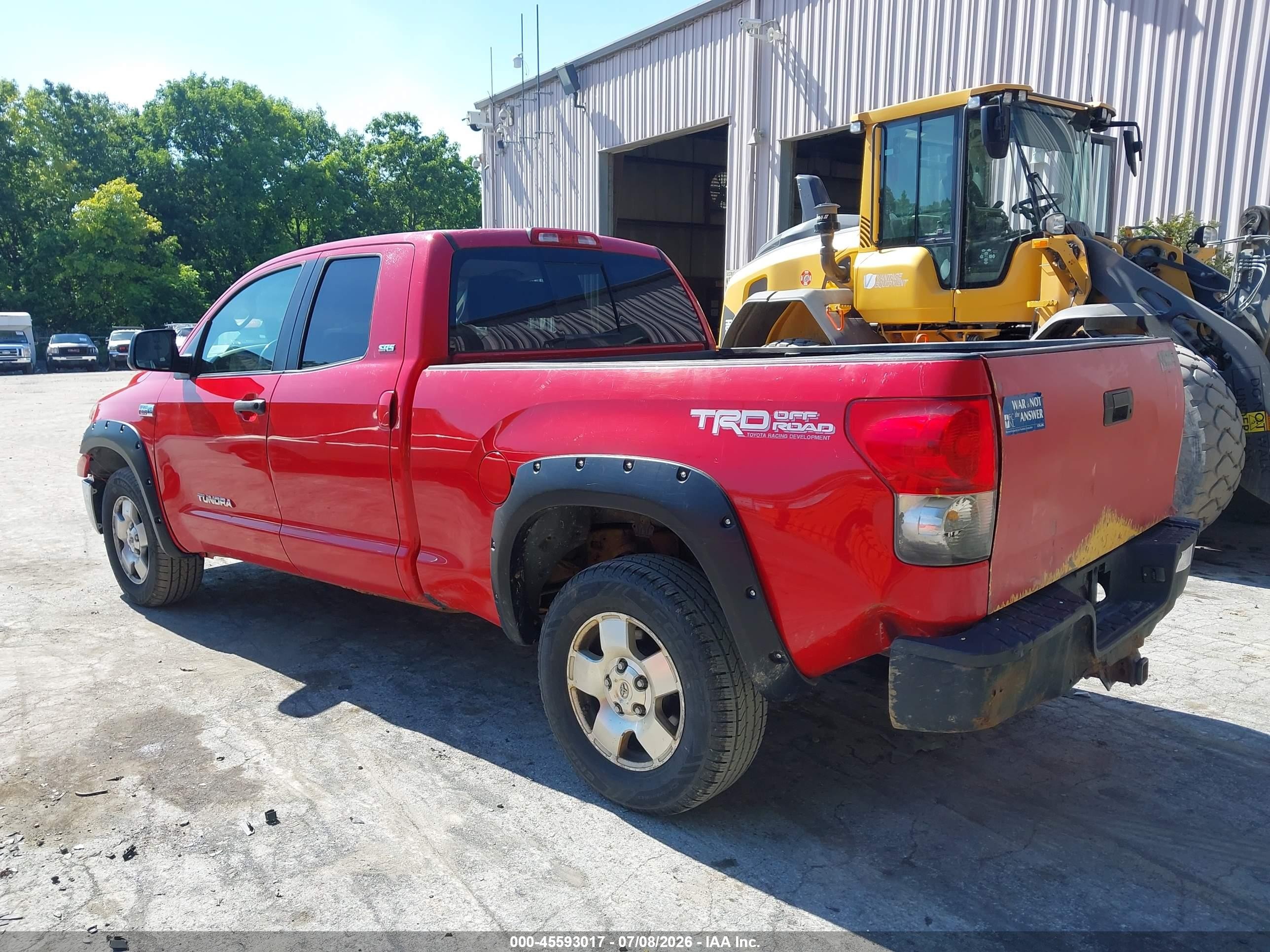 2008 Toyota Tundra Sr5 5.7l V8 Red vin: 5TBBV54158S508315