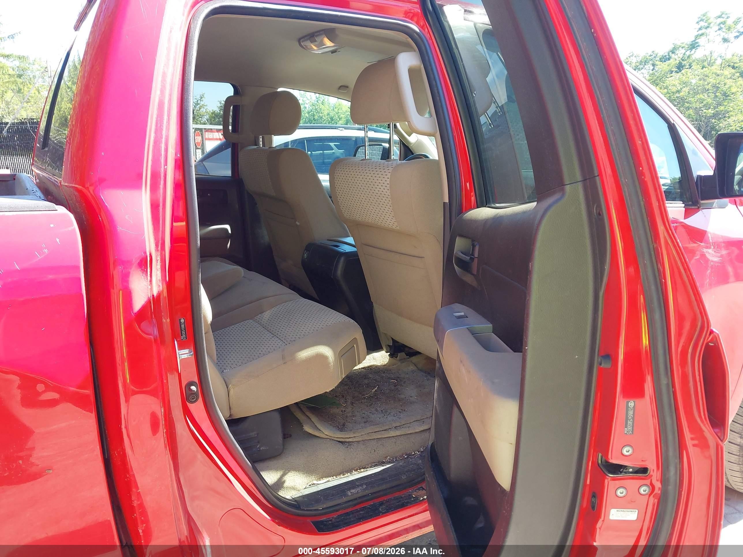 2008 Toyota Tundra Sr5 5.7l V8 Red vin: 5TBBV54158S508315