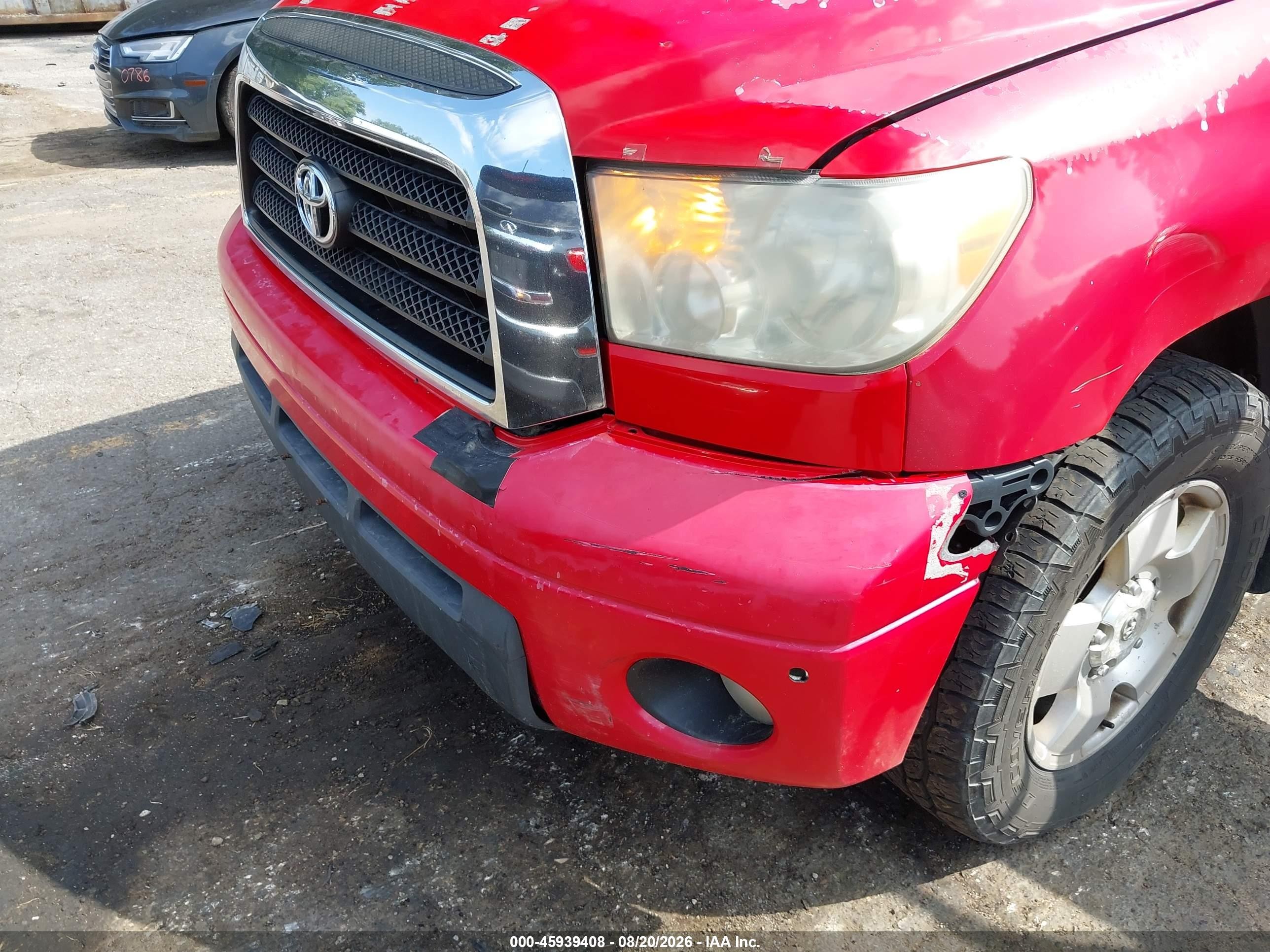 2007 Toyota Tundra Sr5 5.7l V8 Red vin: 5TBBV54167S453324