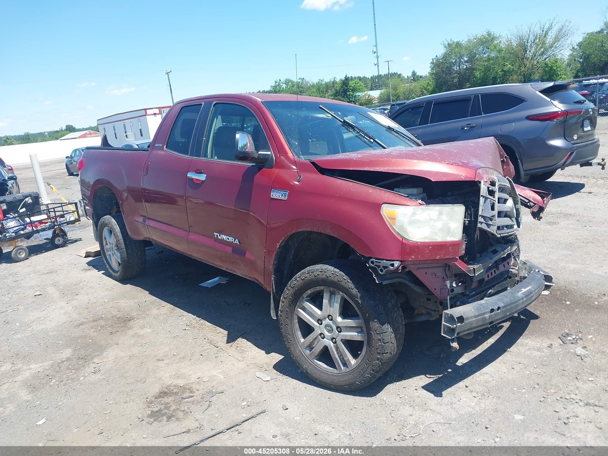 2007 Toyota Tundra Limited 5.7l V8 Red vin: 5TBBV581X7S454566