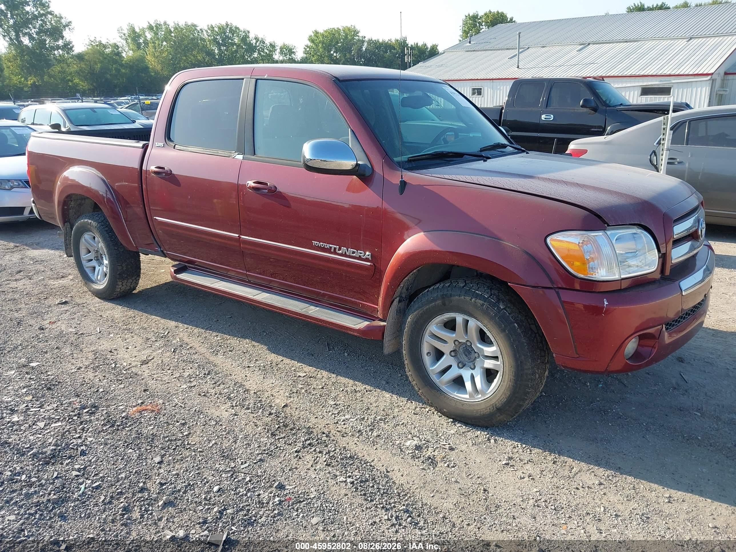 2005 Toyota Tundra Sr5 V8 Red vin: 5TBDT44135S482897