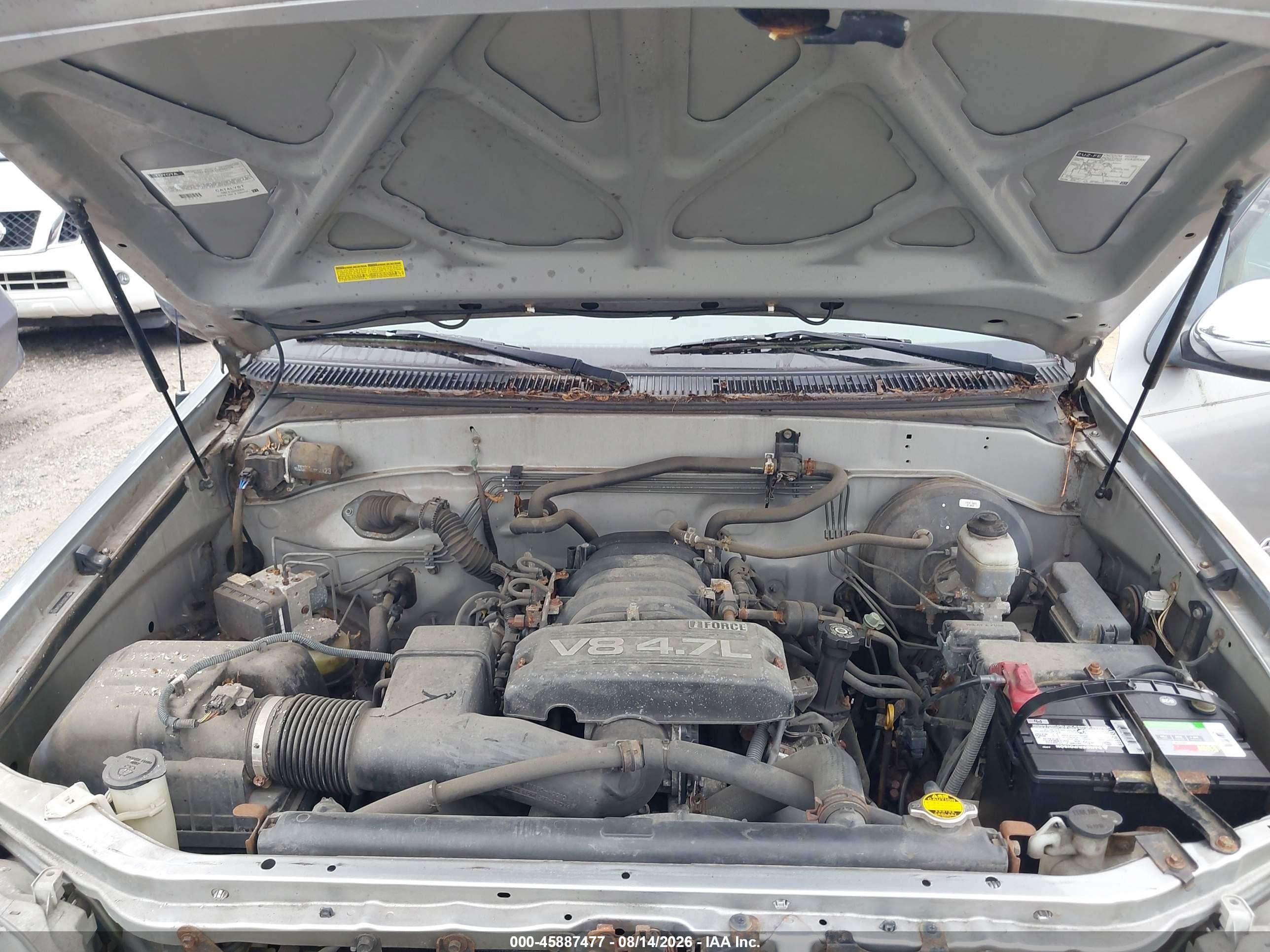 2005 Toyota Tundra Sr5 V8 Silver vin: 5TBDT44145S486361