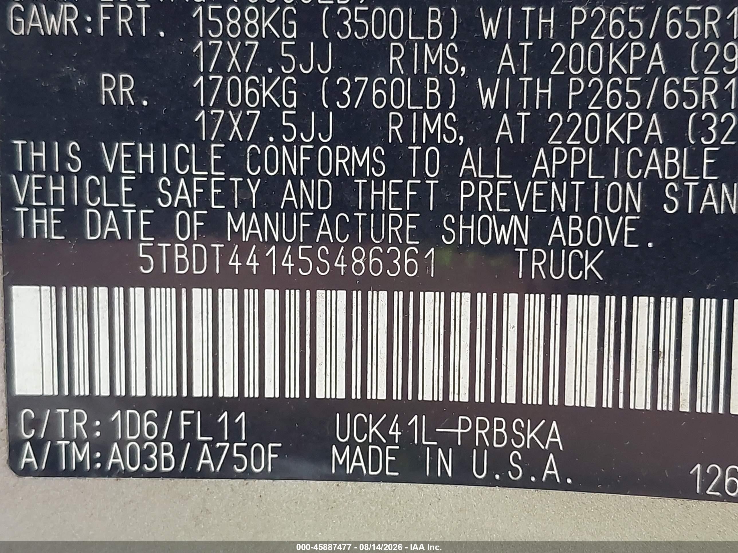 2005 Toyota Tundra Sr5 V8 Silver vin: 5TBDT44145S486361