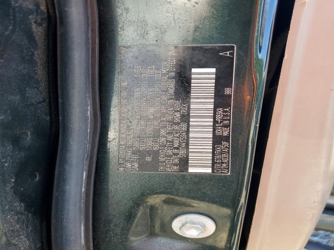 2005 Toyota Tundra Double Cab Sr5 Green vin: 5TBDT44175S479680
