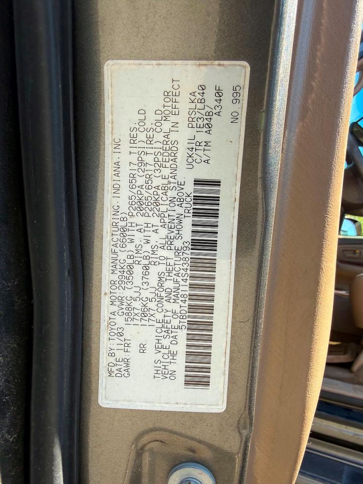 2004 Toyota Tundra Double Cab Limited Gray vin: 5TBDT48114S43879