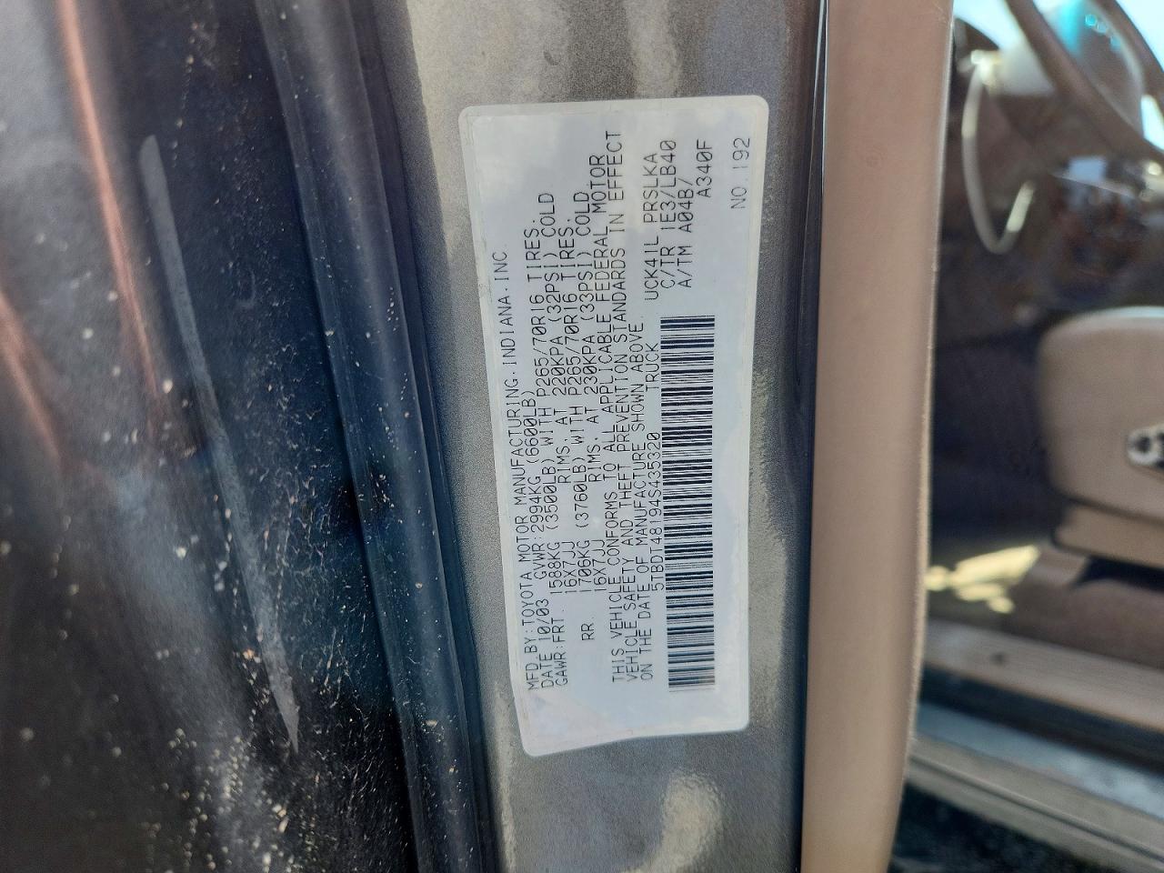 2004 Toyota Tundra Double Cab Limited Gray vin: 5TBDT48194S435320