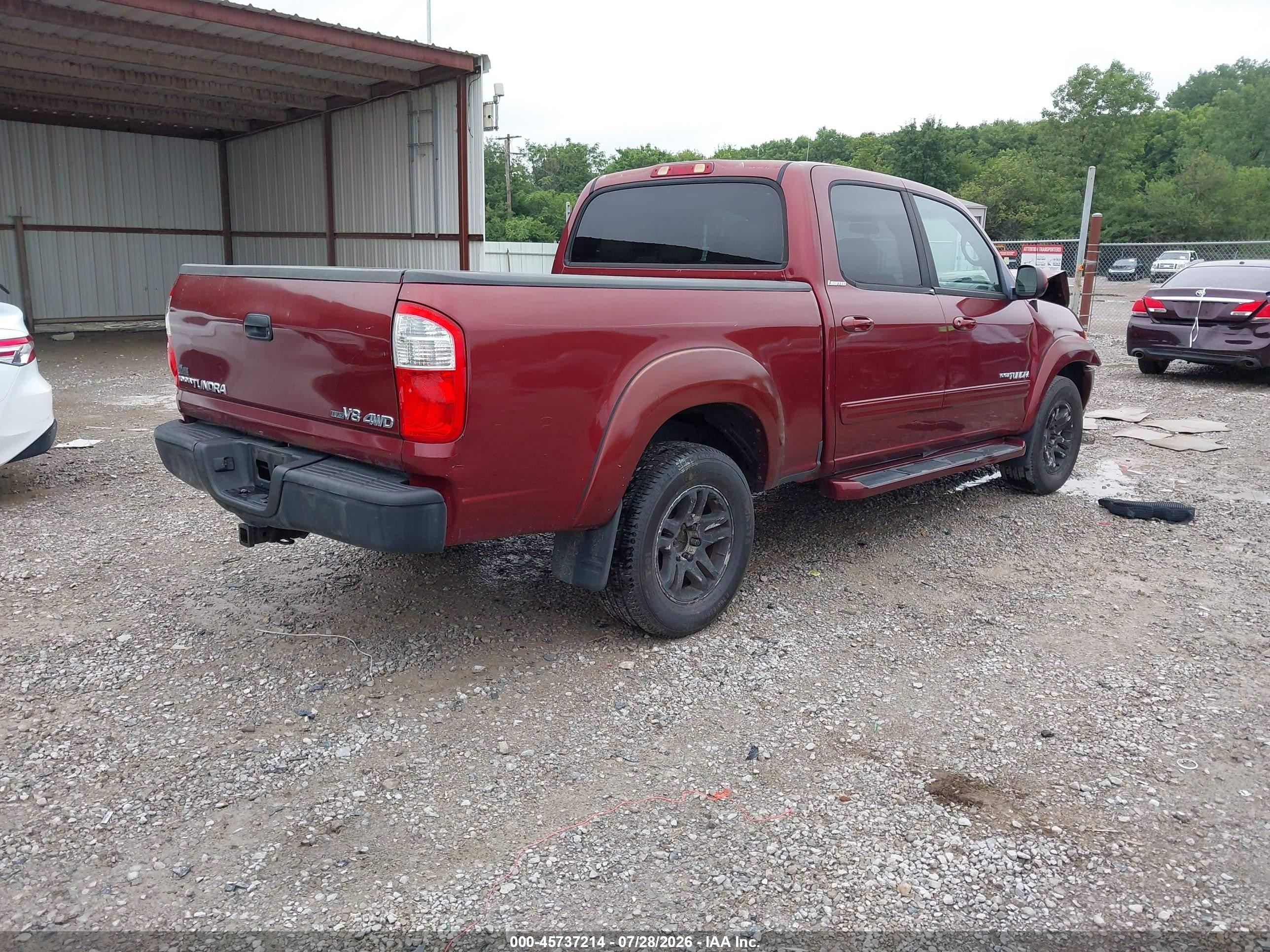 2006 Toyota Tundra Limited V8 Burgundy vin: 5TBDT481X6S526146