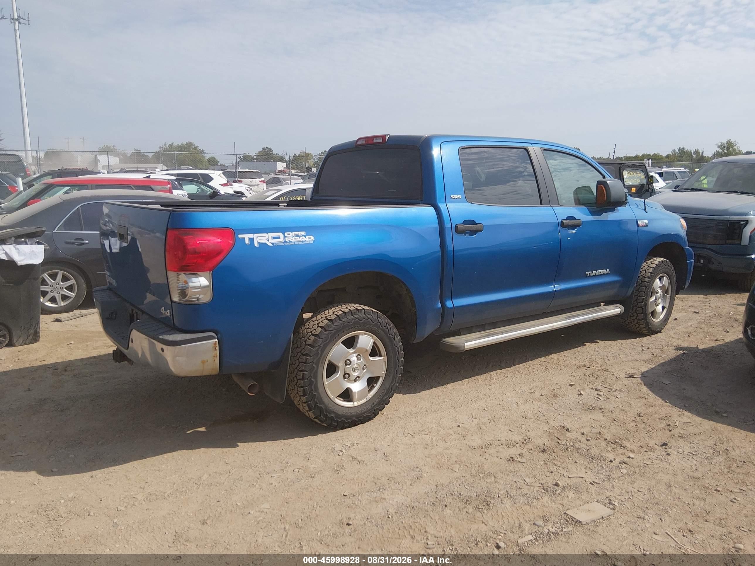 2007 Toyota Tundra Sr5 5.7l V8 Blue vin: 5TBDV54177S463045