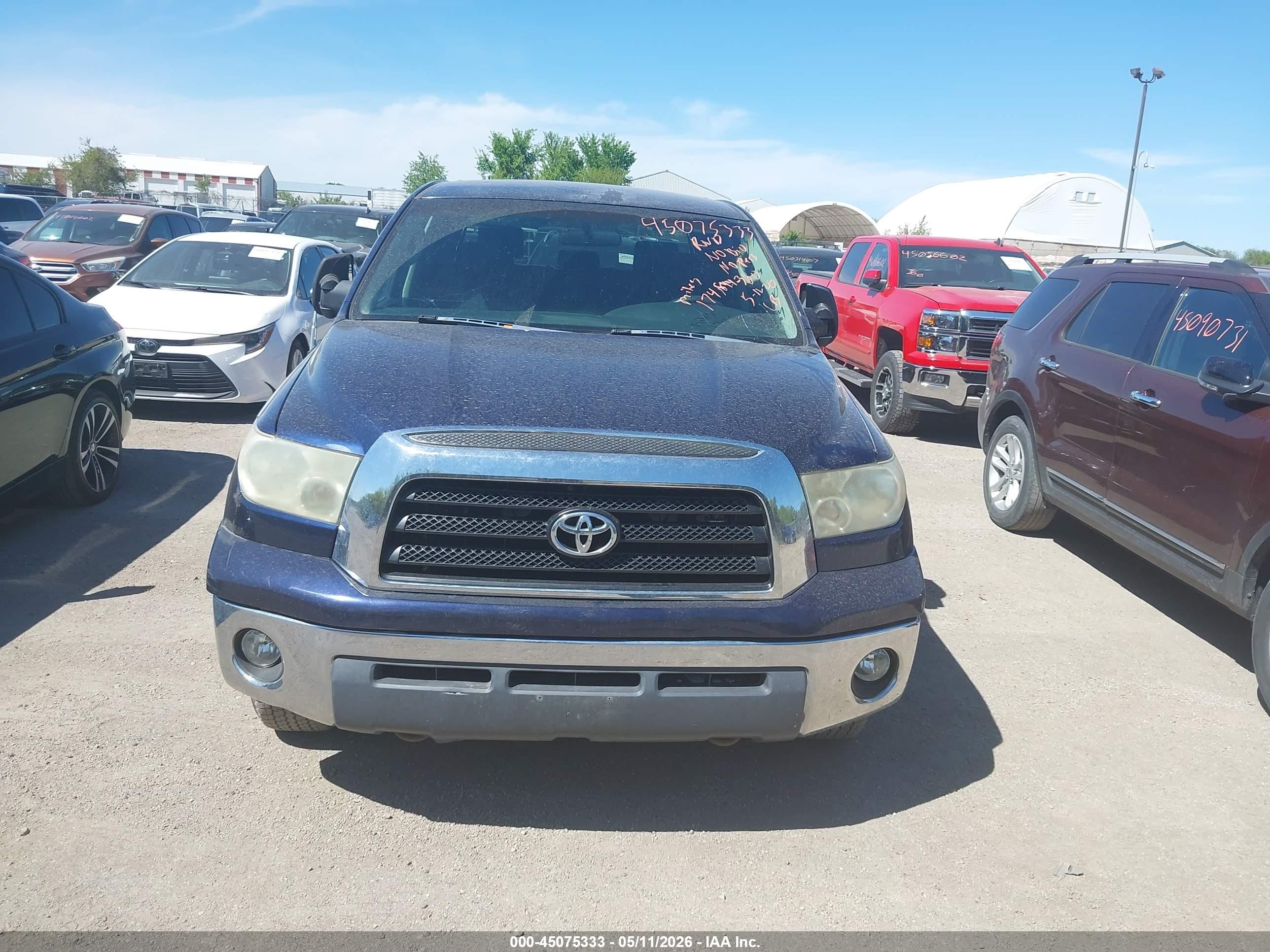 2007 Toyota Tundra Sr5 5.7l V8 Blue vin: 5TBDV54187S462017