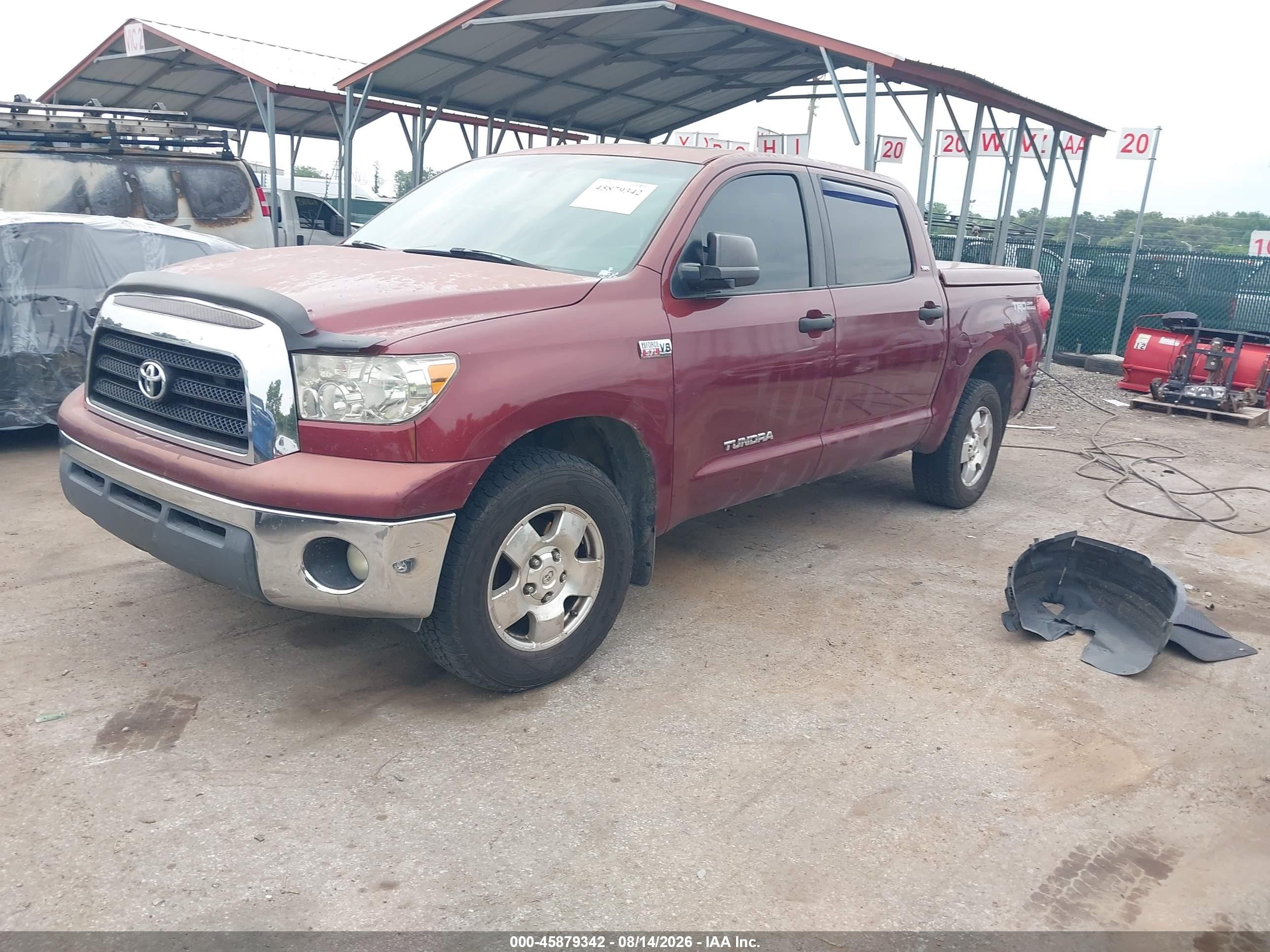 2008 Toyota Tundra Sr5 5.7l V8 Red vin: 5TBDV541X8S503748