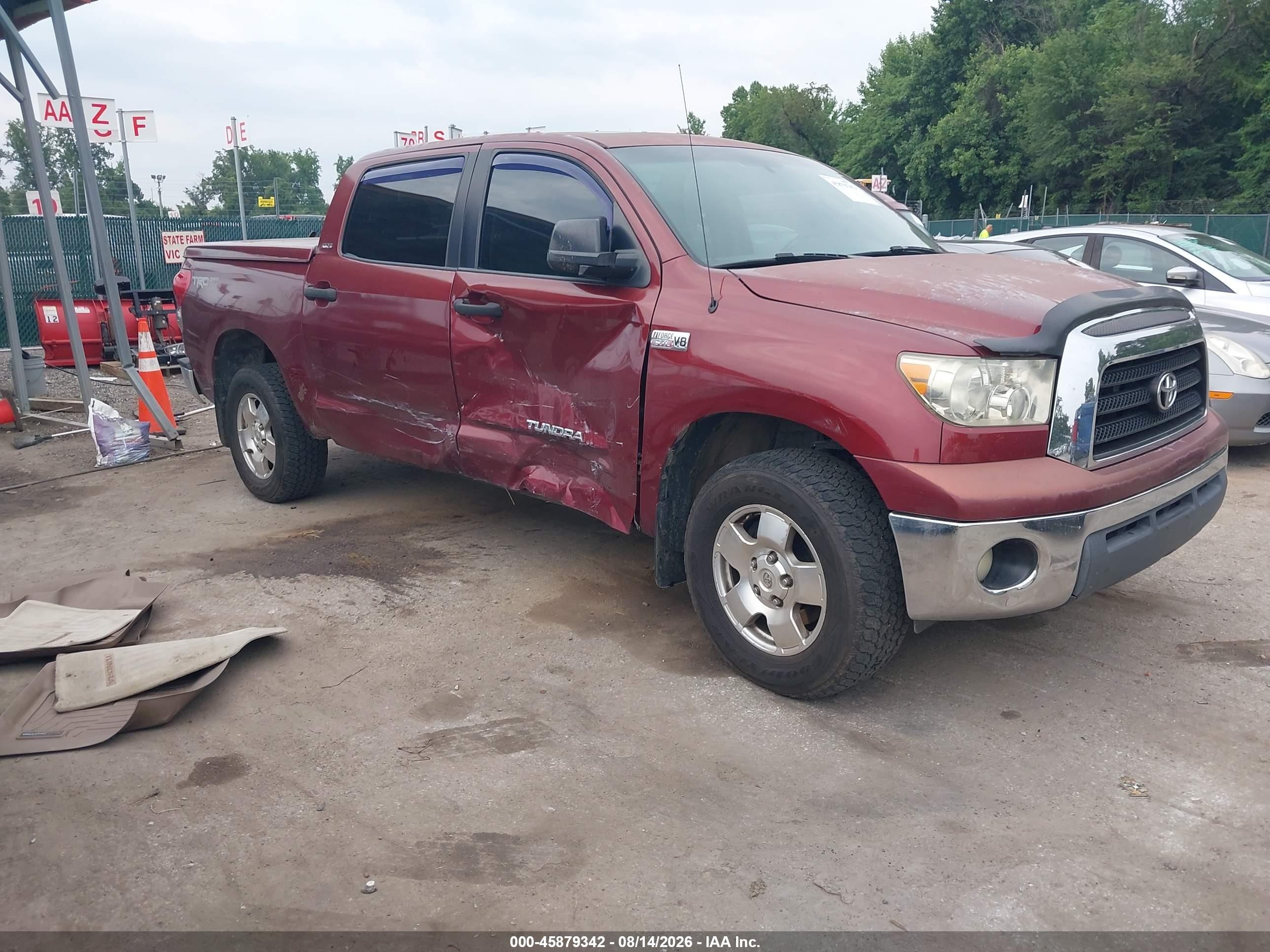 2008 Toyota Tundra Sr5 5.7l V8 Red vin: 5TBDV541X8S503748