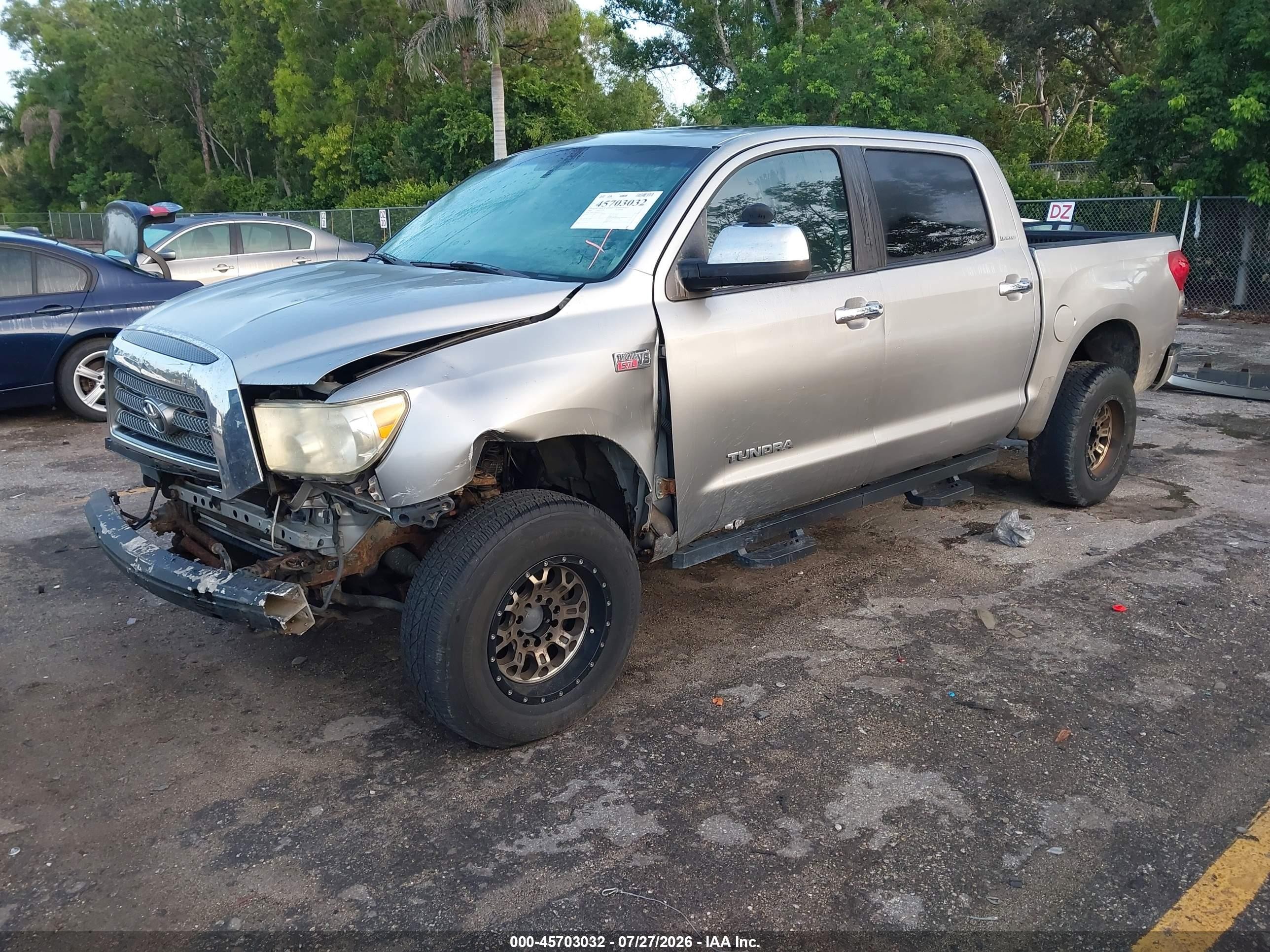 2008 Toyota Tundra Limited 5.7l V8 Silver vin: 5TBDV58188S501264