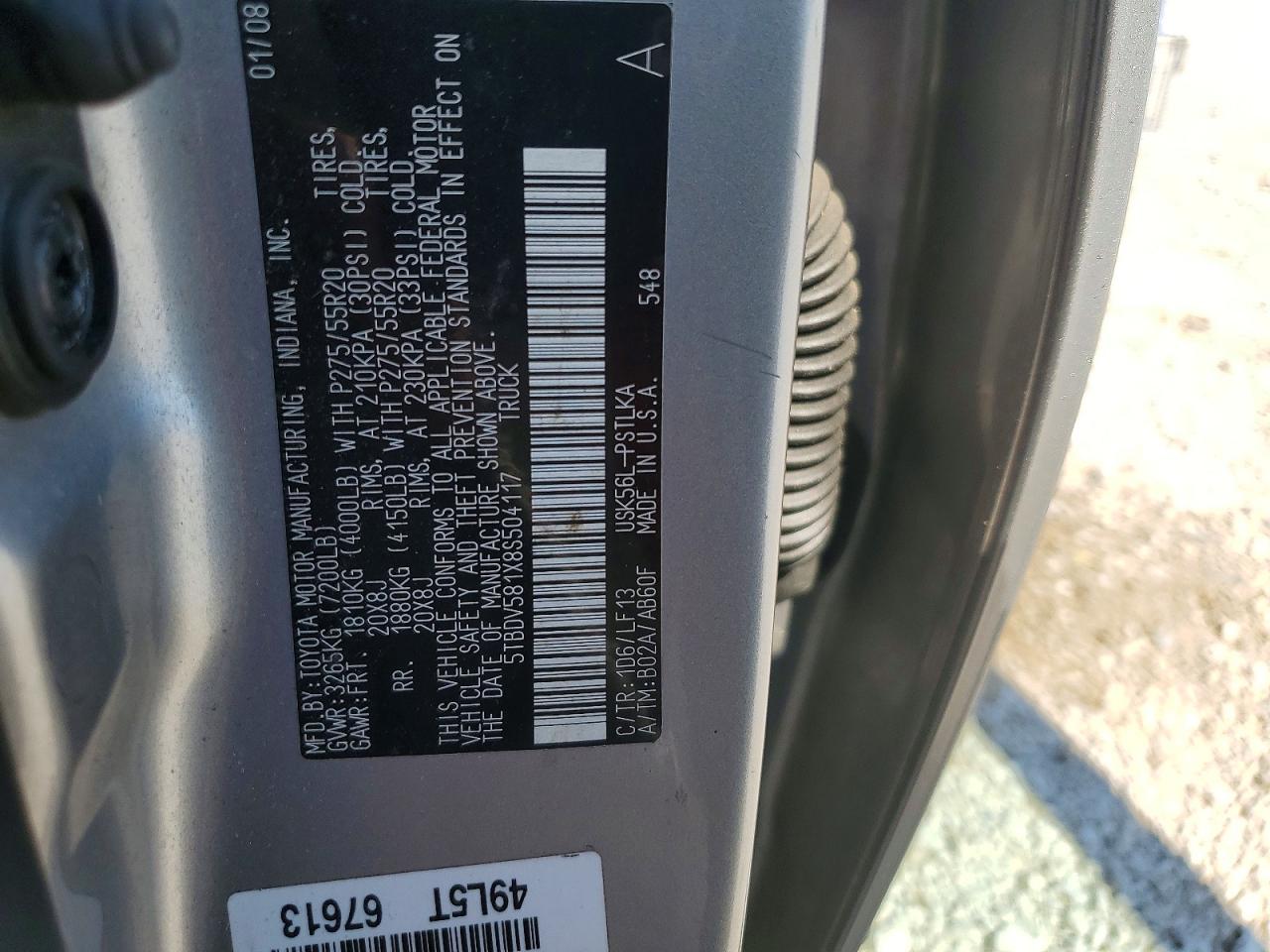2008 Toyota Tundra Crewmax Limited Silver vin: 5TBDV581X8S504117