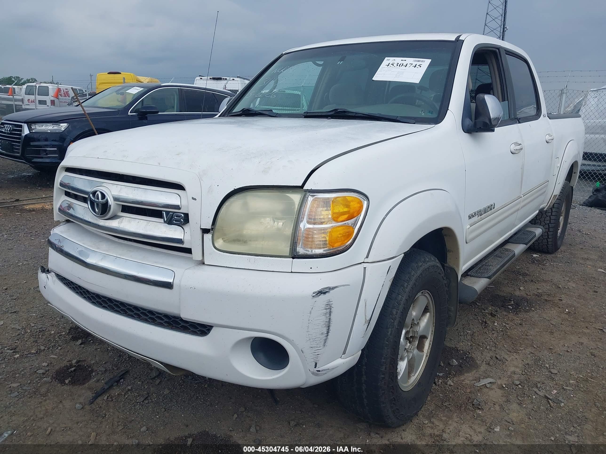 2004 Toyota Tundra Sr5 V8 White vin: 5TBET34114S442959