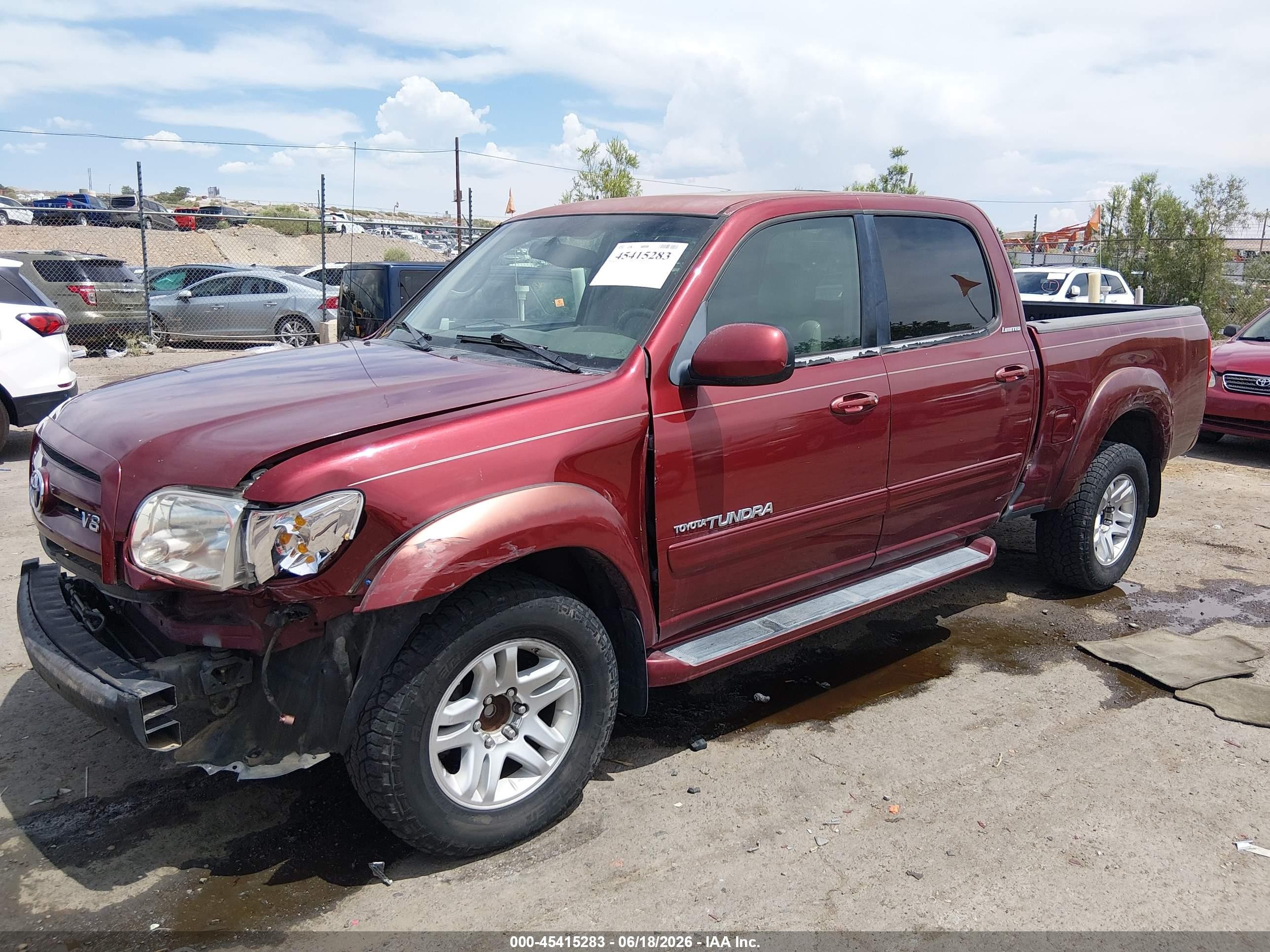 2005 Toyota Tundra Limited V8 Maroon vin: 5TBET38115S473950