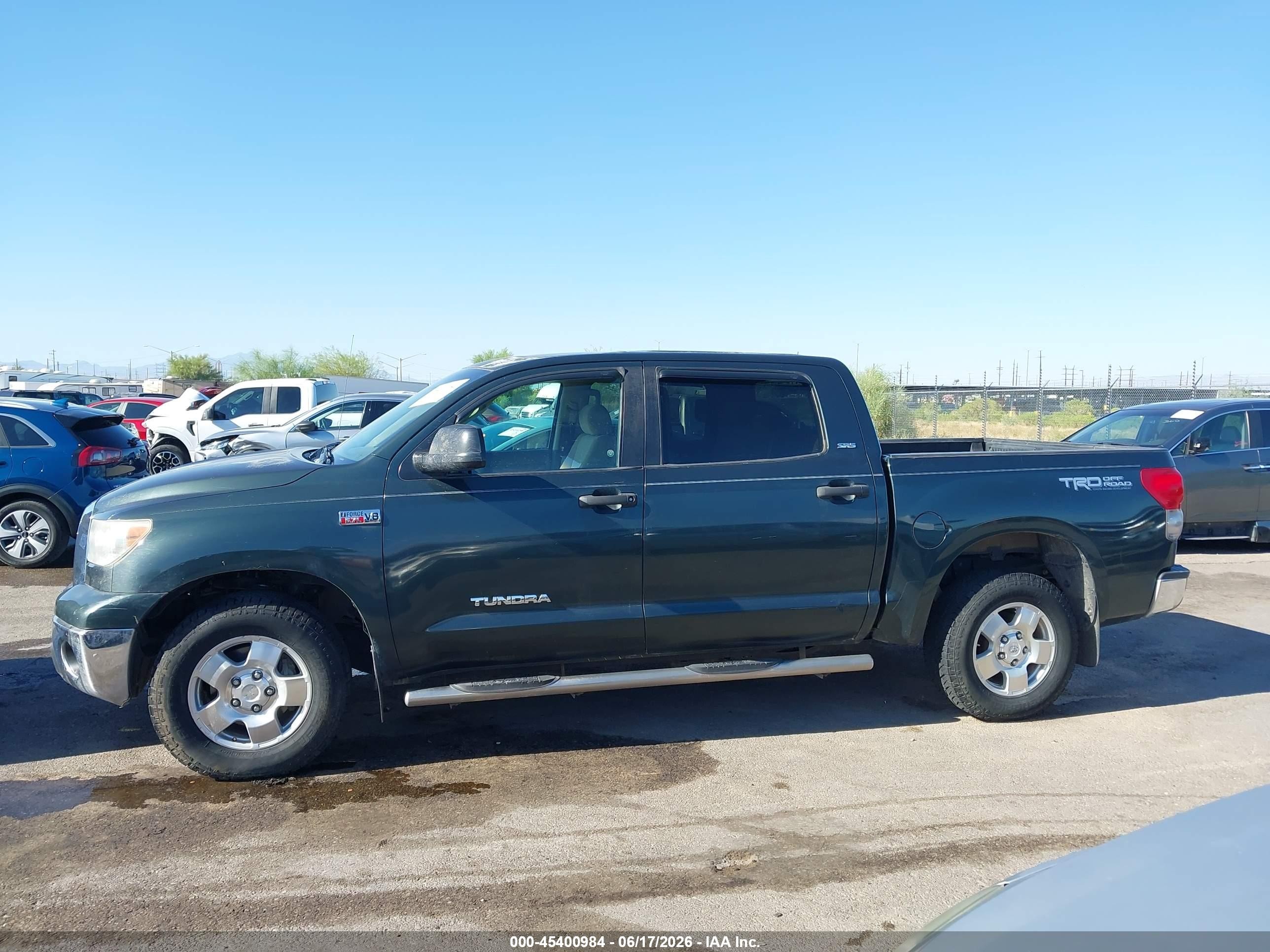 2007 Toyota Tundra Sr5 5.7l V8 Green vin: 5TBEV54137S468893