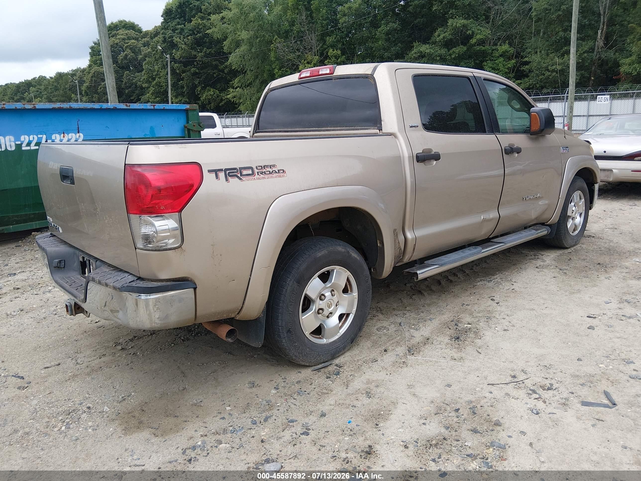 2007 Toyota Tundra Sr5 5.7l V8 Gold vin: 5TBEV54177S461574