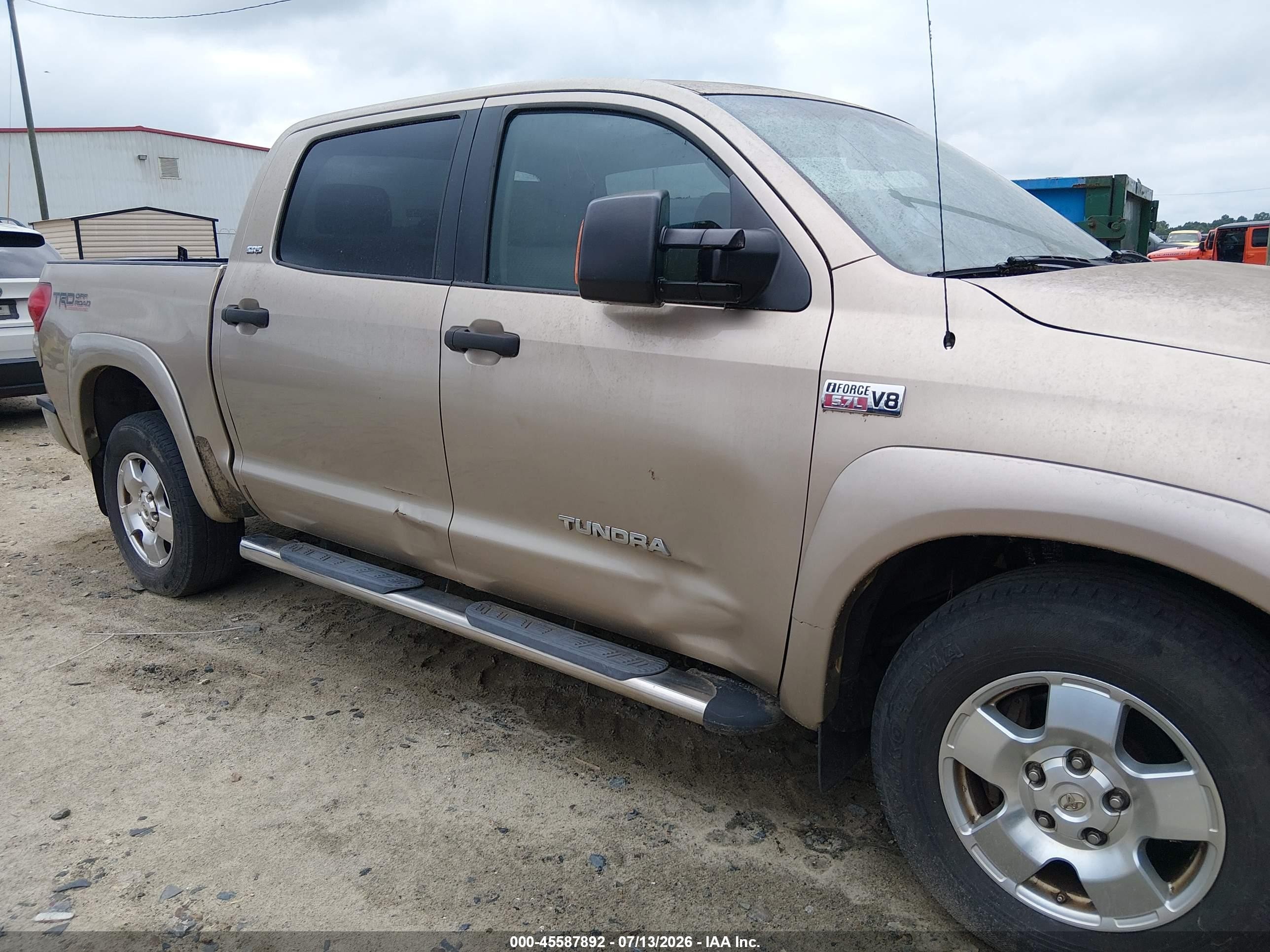 2007 Toyota Tundra Sr5 5.7l V8 Gold vin: 5TBEV54177S461574