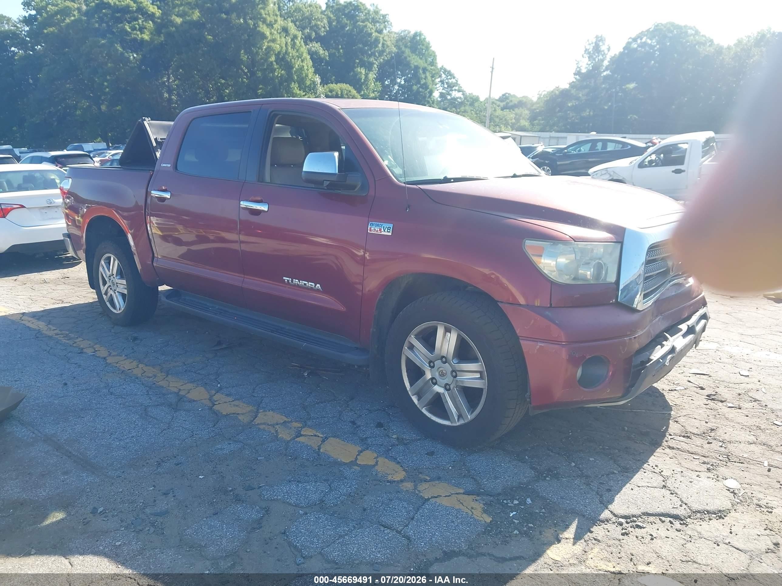 2007 Toyota Tundra Limited 5.7l V8 Burgundy vin: 5TBEV58117S462455